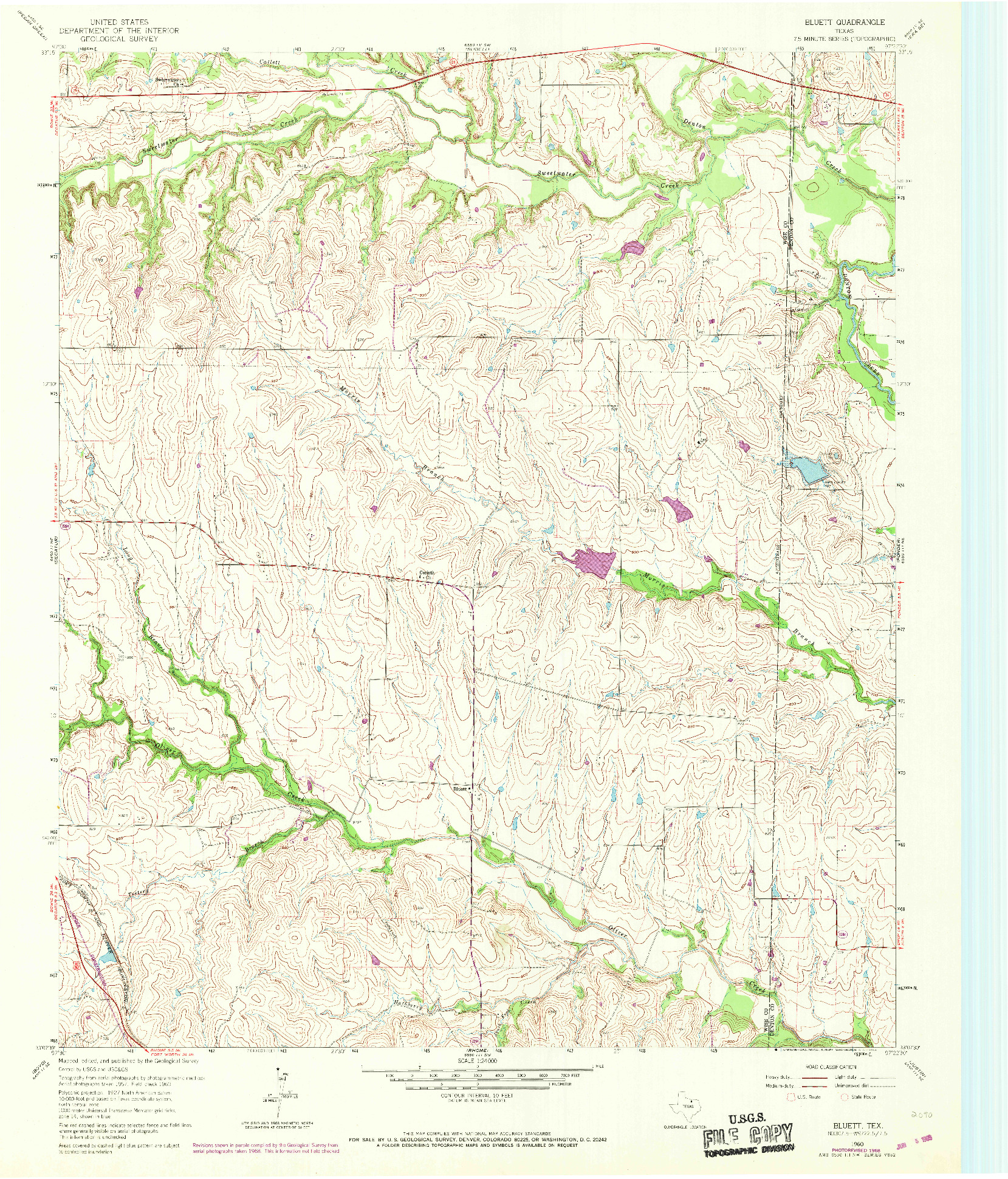 USGS 1:24000-SCALE QUADRANGLE FOR BLUETT, TX 1960