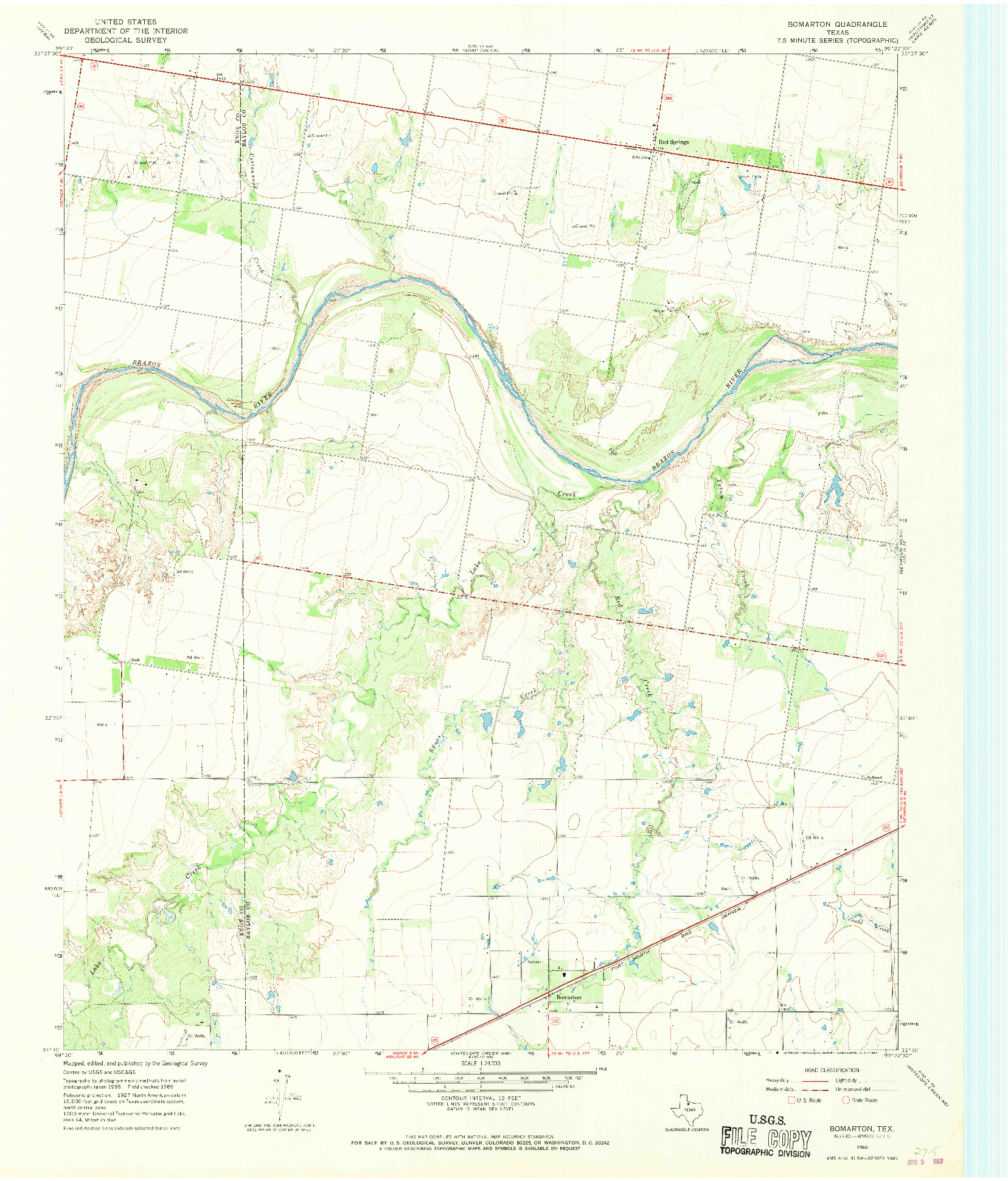 USGS 1:24000-SCALE QUADRANGLE FOR BOMARTON, TX 1966