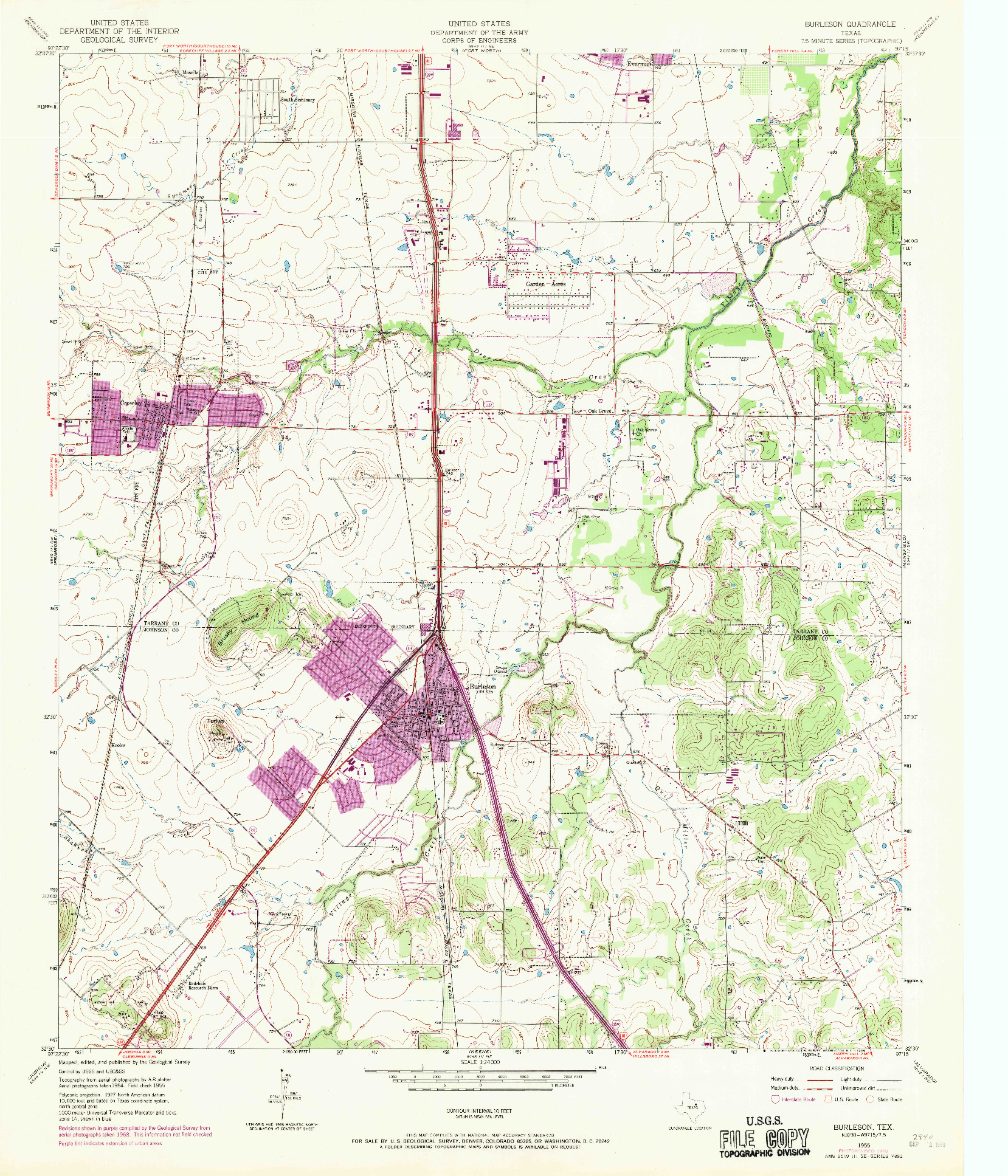 USGS 1:24000-SCALE QUADRANGLE FOR BURLESON, TX 1955