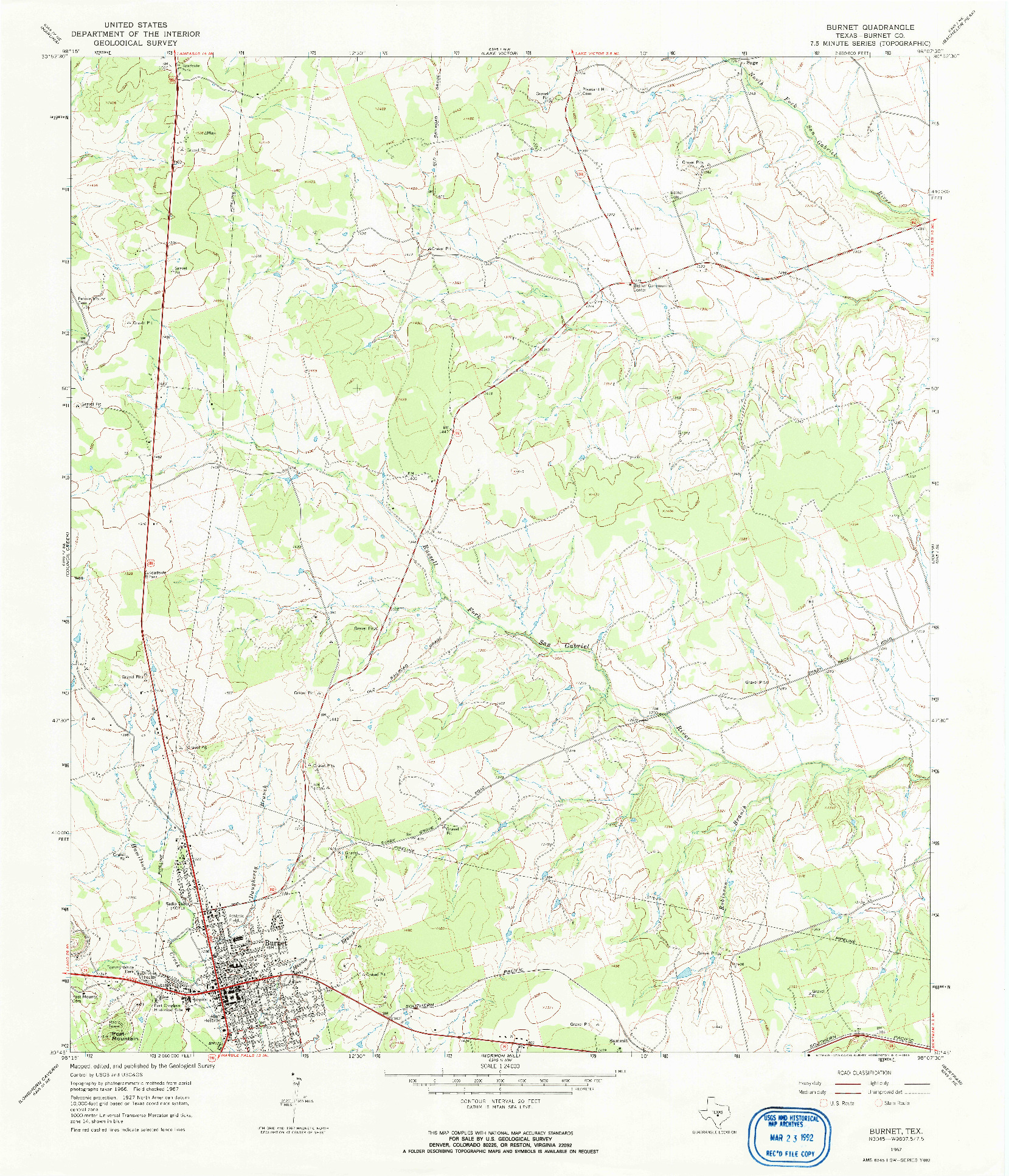 USGS 1:24000-SCALE QUADRANGLE FOR BURNET, TX 1967