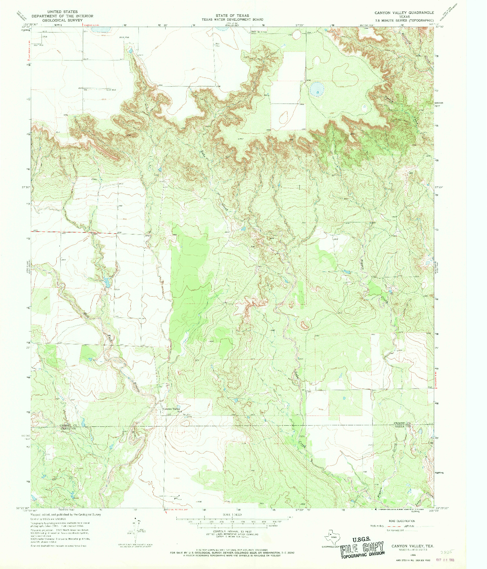 USGS 1:24000-SCALE QUADRANGLE FOR CANYON VALLEY, TX 1966