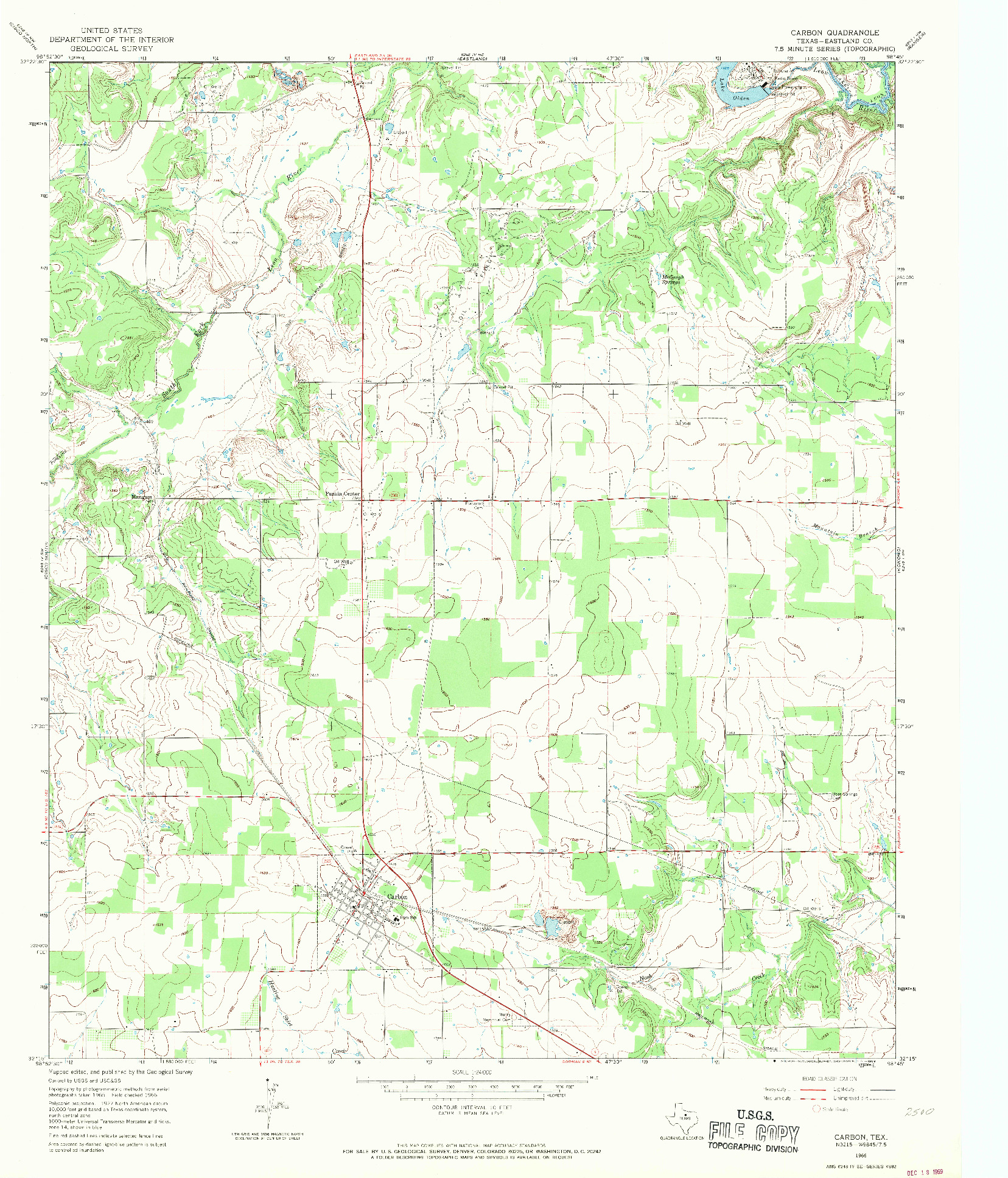 USGS 1:24000-SCALE QUADRANGLE FOR CARBON, TX 1966