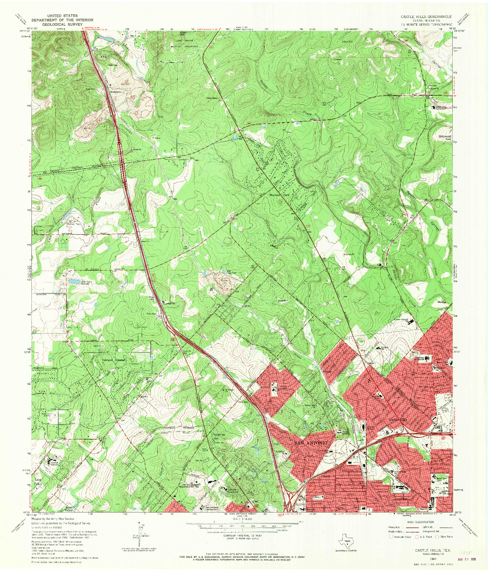 USGS 1:24000-SCALE QUADRANGLE FOR CASTLE HILLS, TX 1967