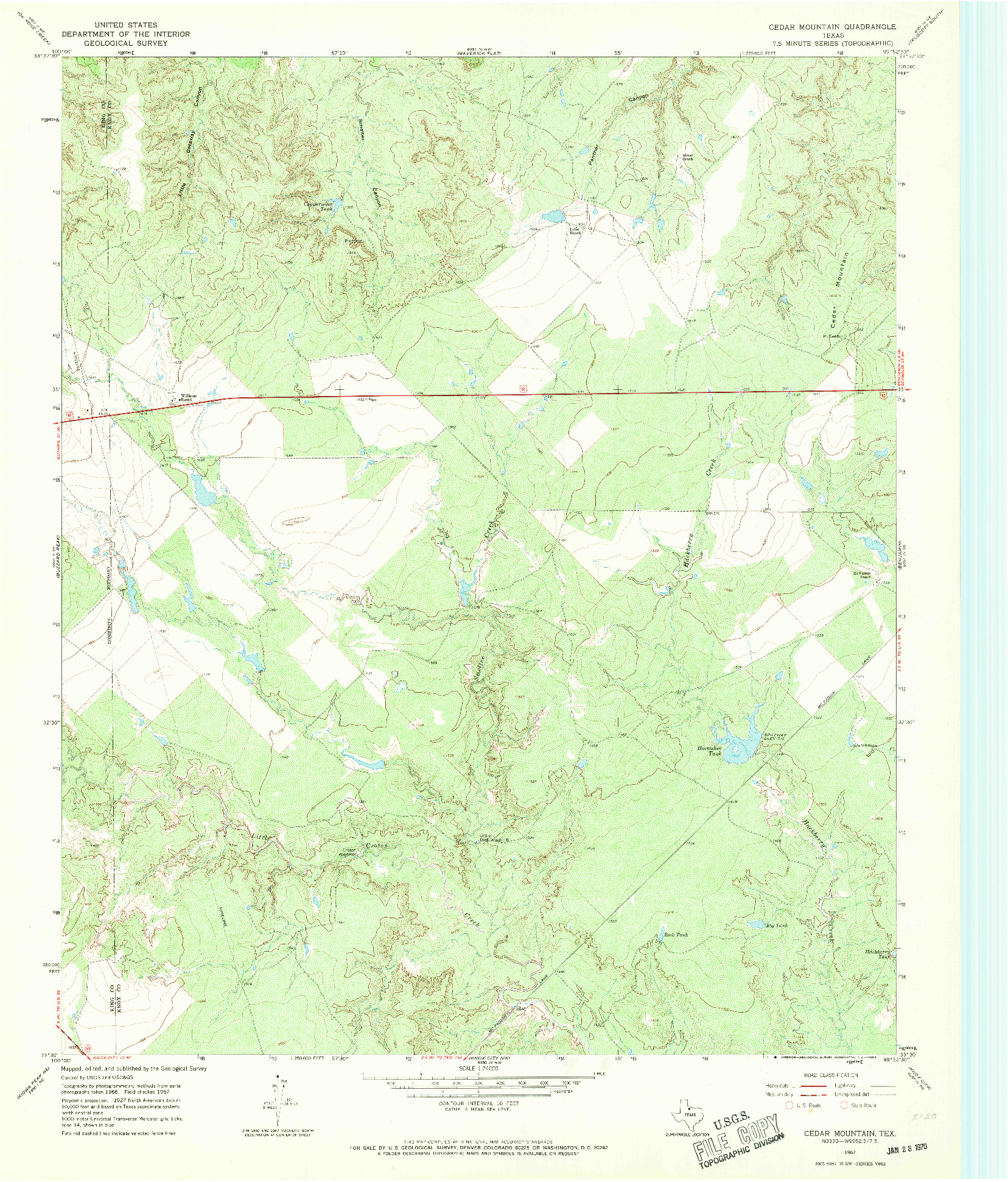 USGS 1:24000-SCALE QUADRANGLE FOR CEDAR MOUNTAIN, TX 1967