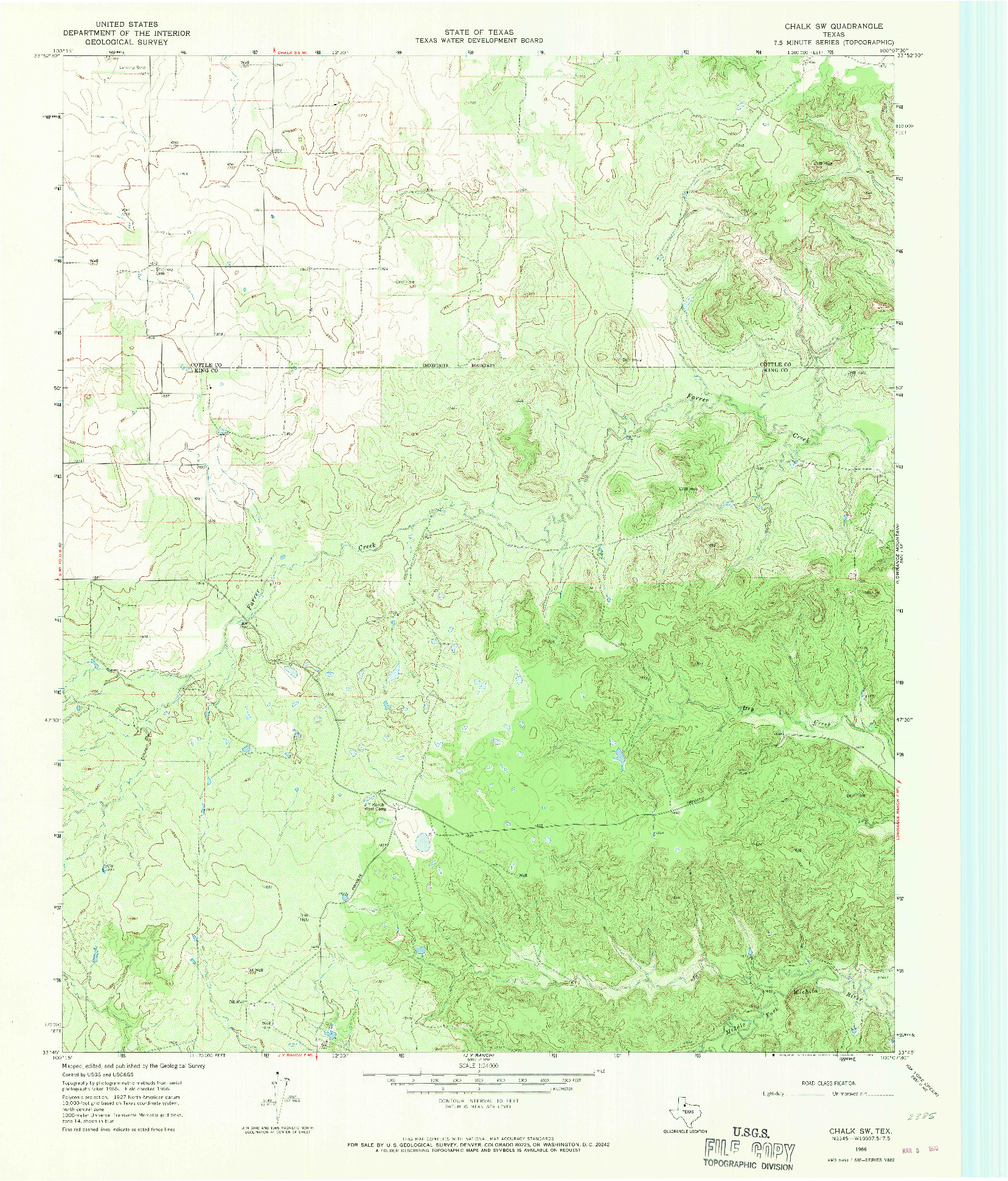 USGS 1:24000-SCALE QUADRANGLE FOR CHALK SW, TX 1966