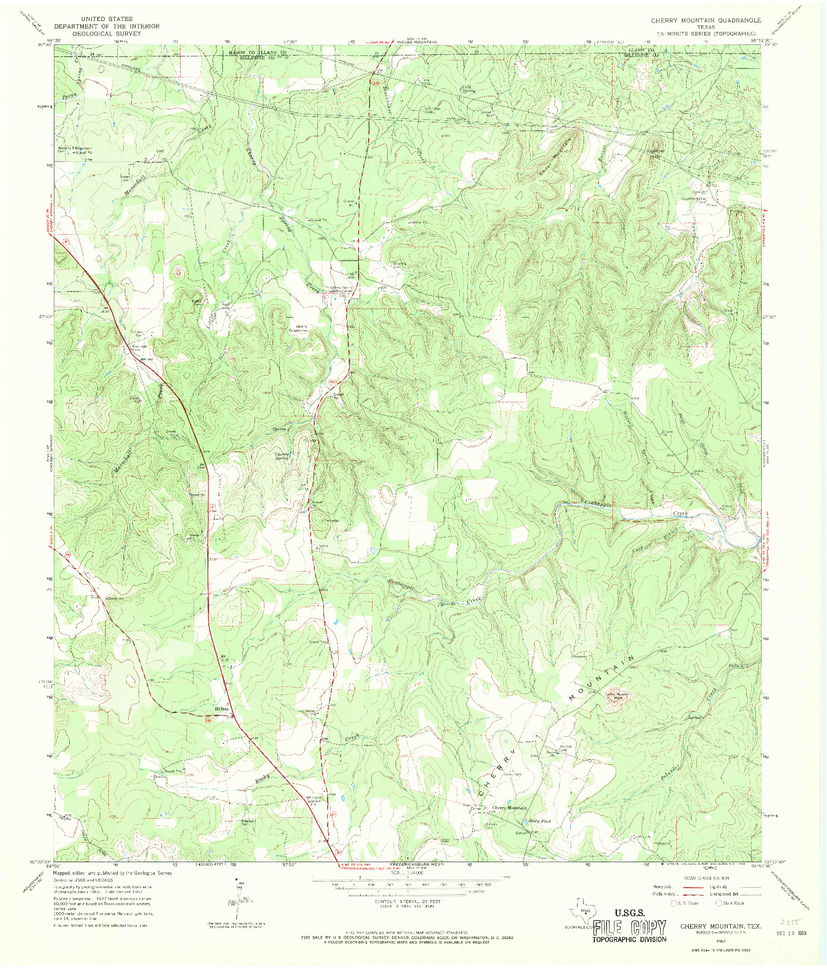 USGS 1:24000-SCALE QUADRANGLE FOR CHERRY MOUNTAIN, TX 1967