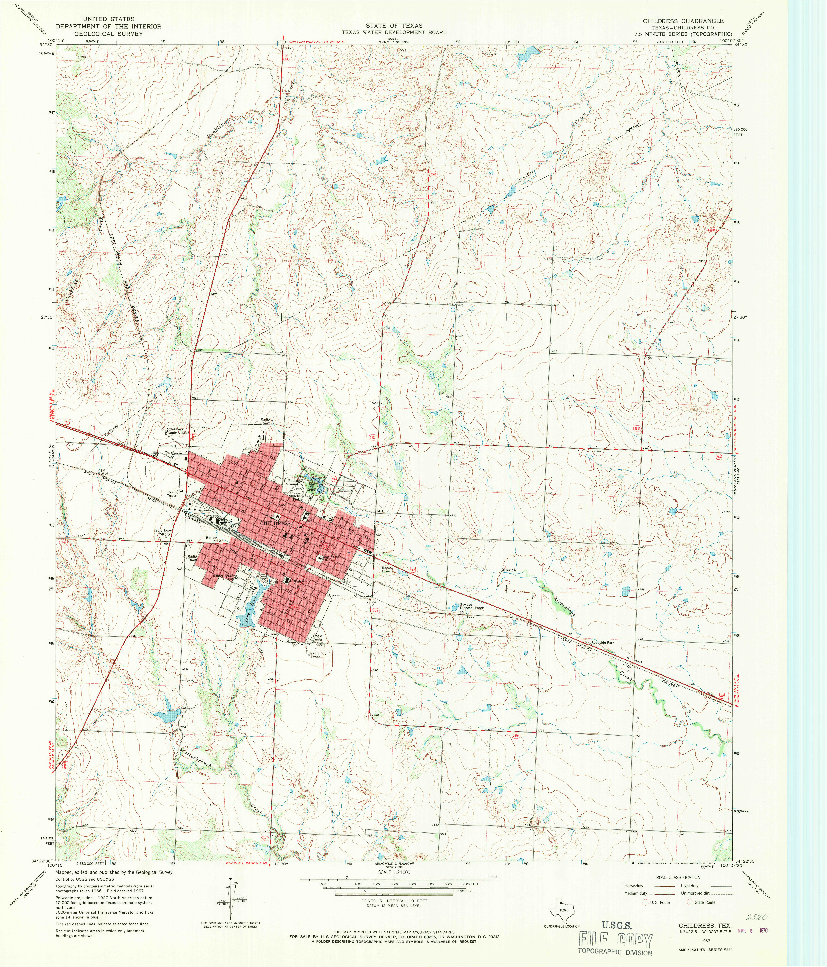 USGS 1:24000-SCALE QUADRANGLE FOR CHILDRESS, TX 1967