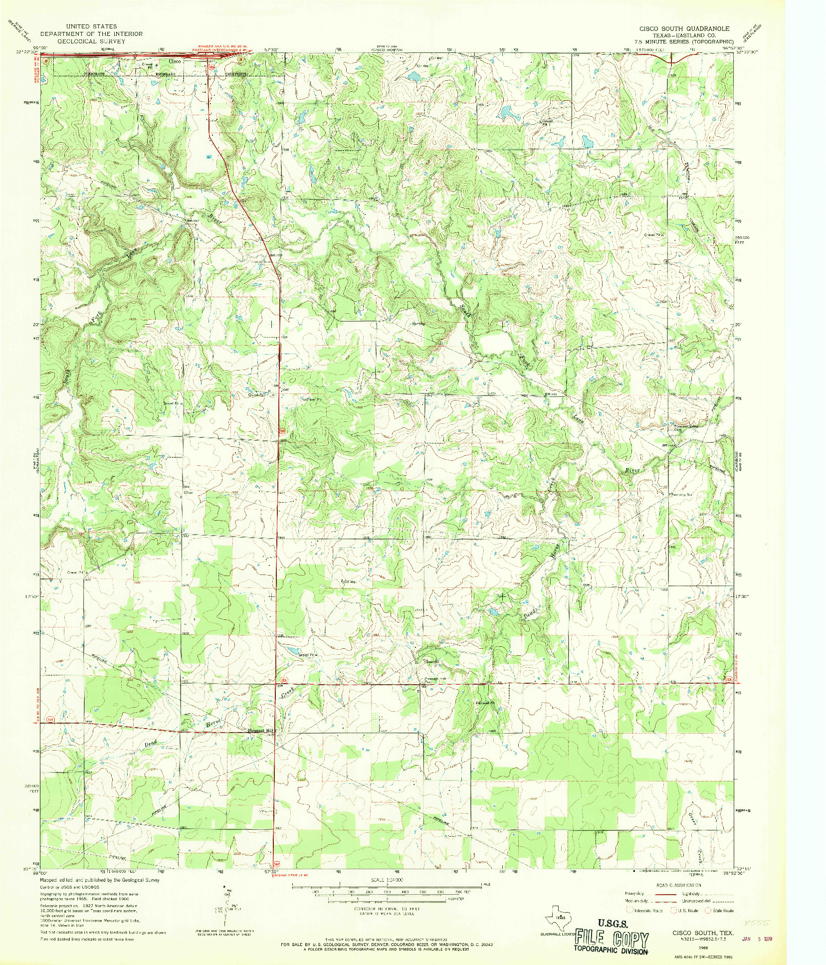 USGS 1:24000-SCALE QUADRANGLE FOR CISCO SOUTH, TX 1966