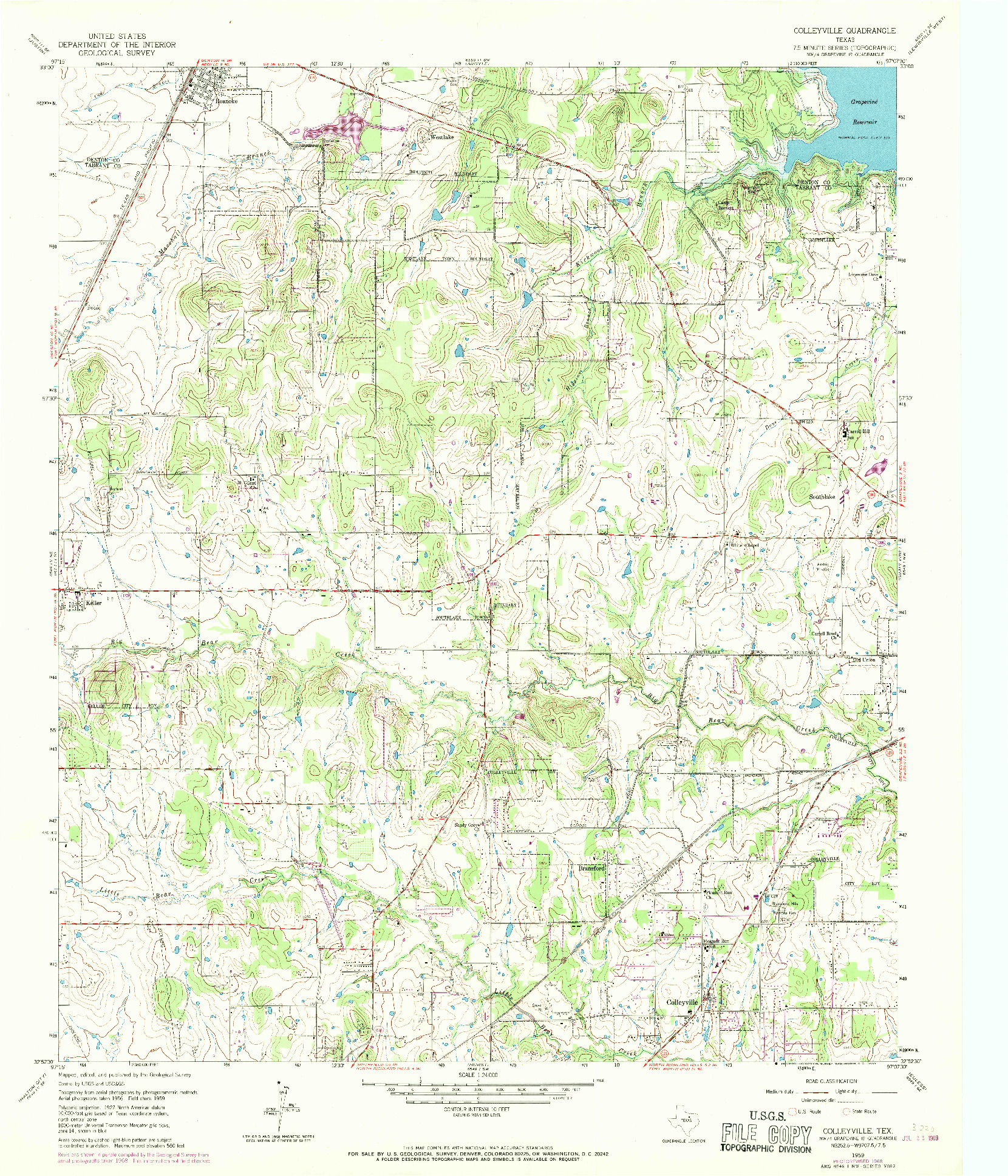 USGS 1:24000-SCALE QUADRANGLE FOR COLLEYVILLE, TX 1959