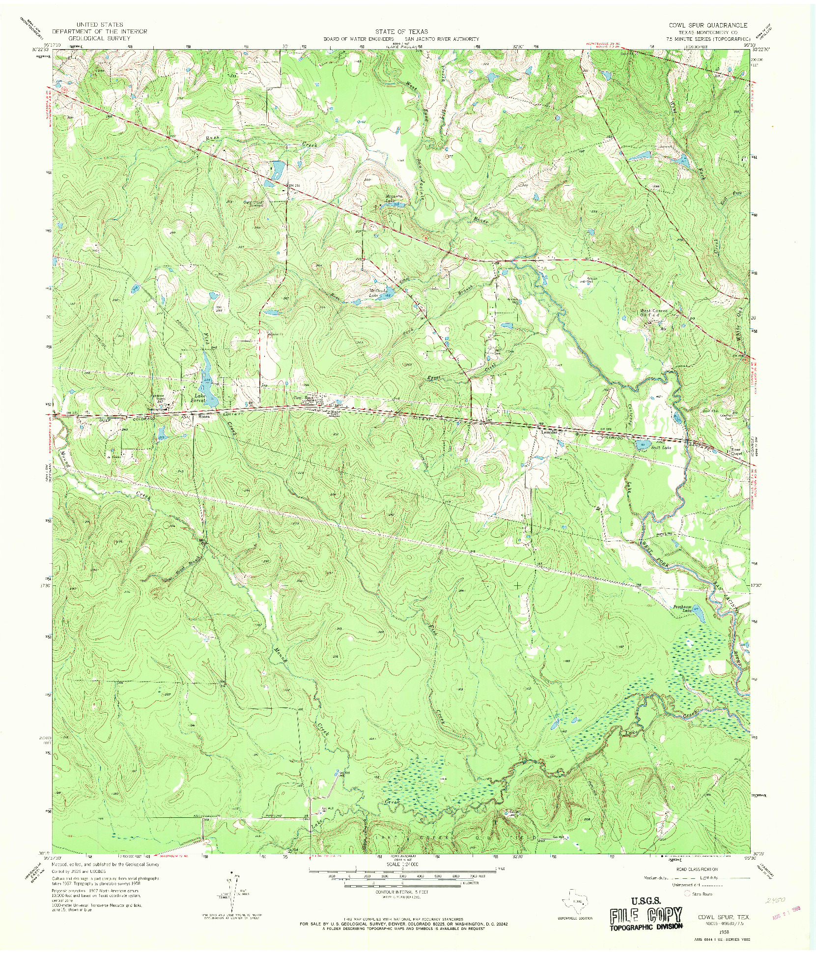 USGS 1:24000-SCALE QUADRANGLE FOR COWL SPUR, TX 1958