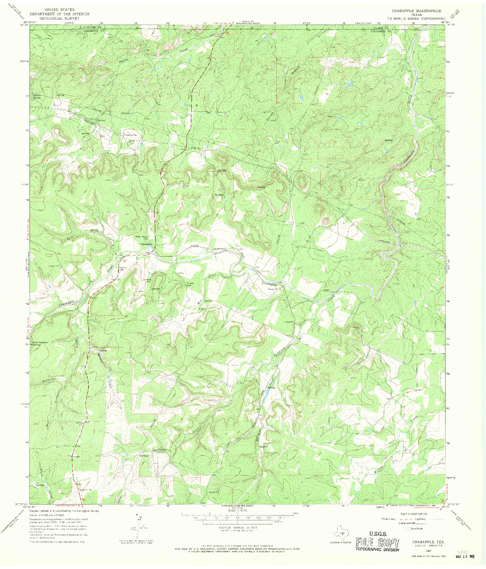 USGS 1:24000-SCALE QUADRANGLE FOR CRABAPPLE, TX 1967