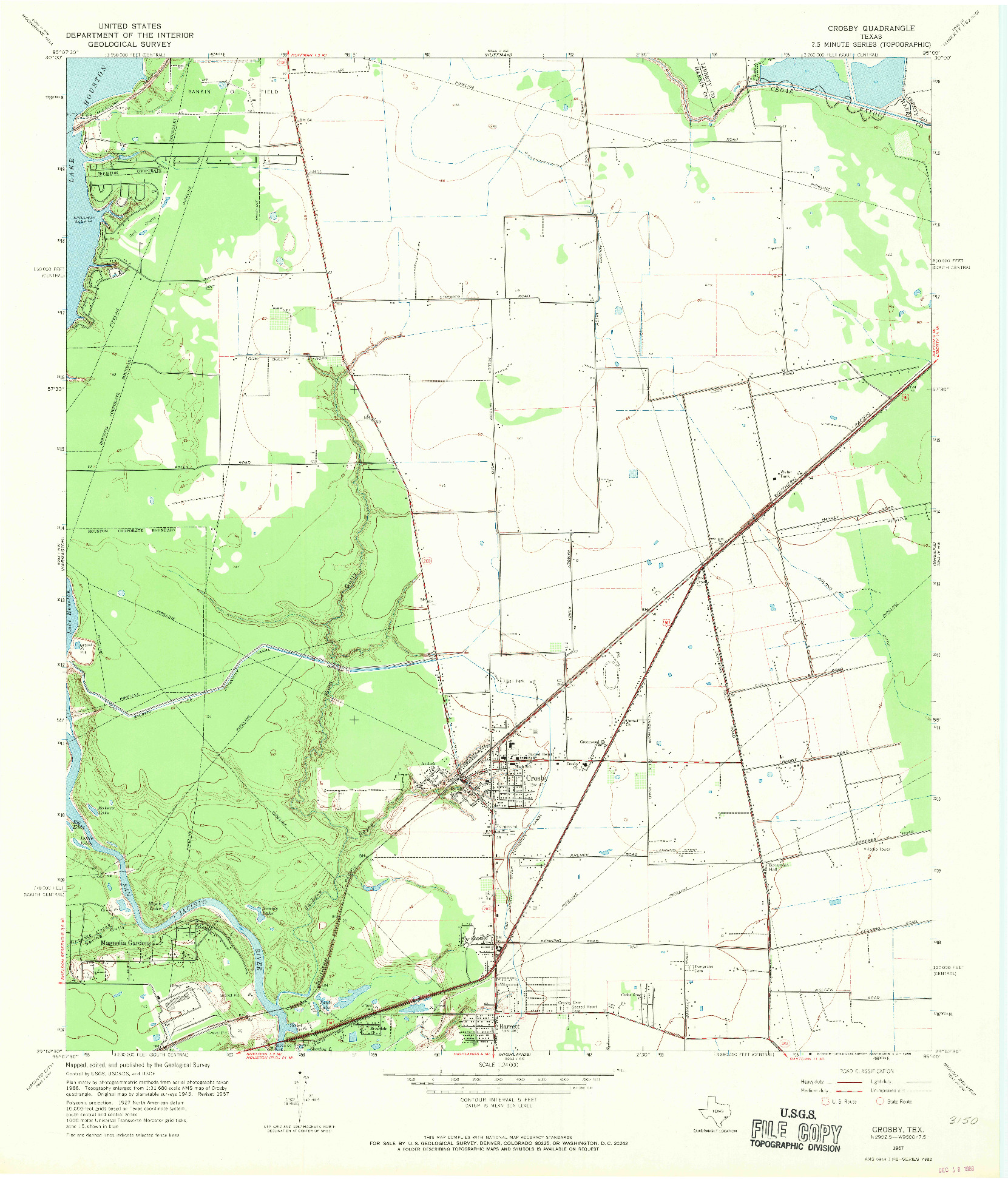 USGS 1:24000-SCALE QUADRANGLE FOR CROSBY, TX 1967