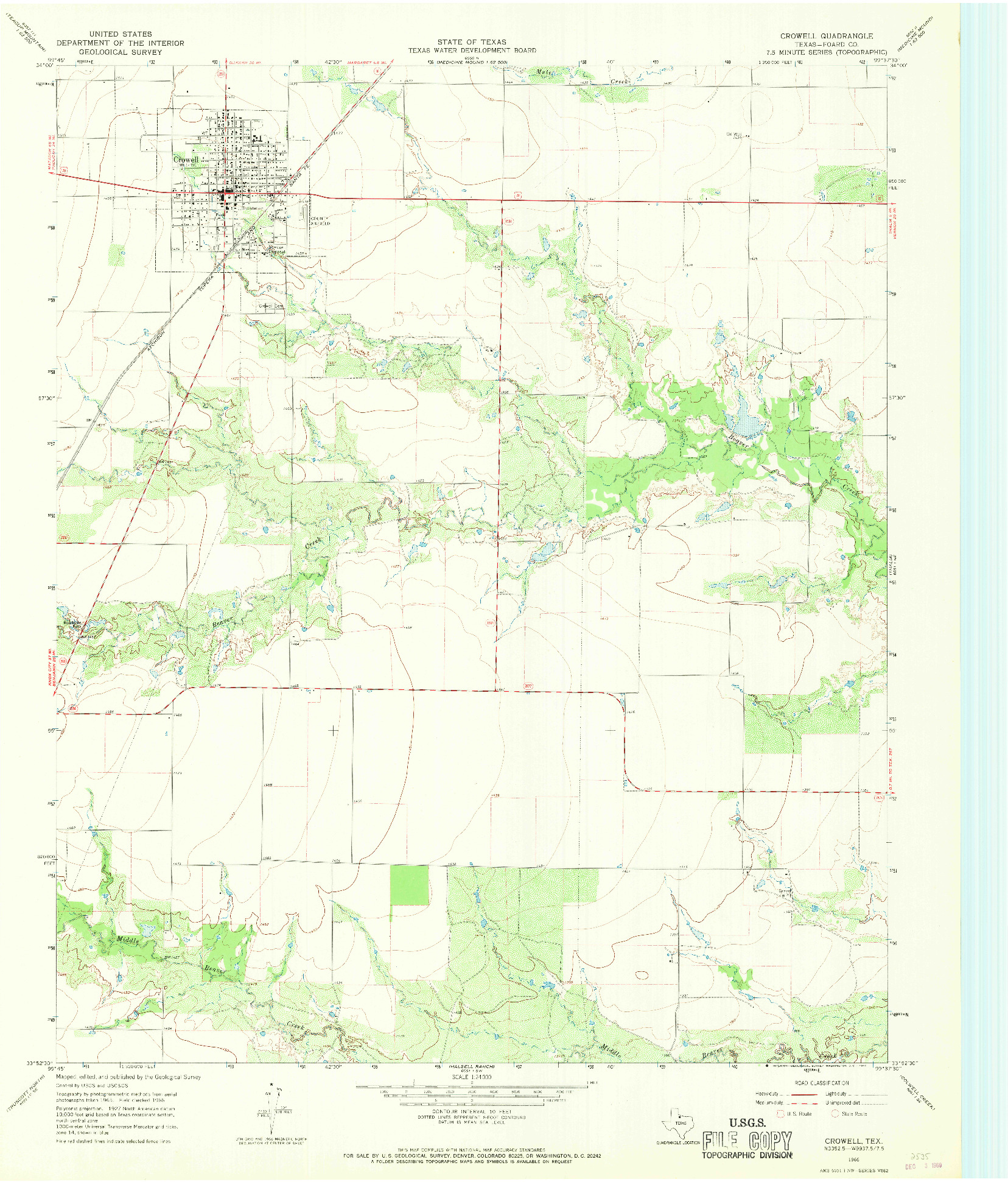USGS 1:24000-SCALE QUADRANGLE FOR CROWELL, TX 1966