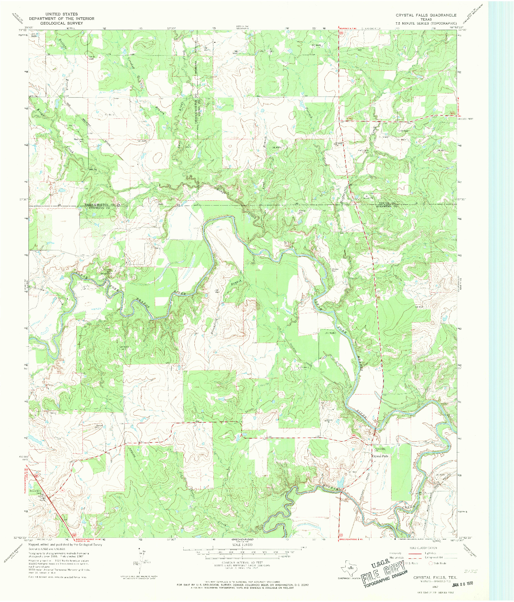 USGS 1:24000-SCALE QUADRANGLE FOR CRYSTAL FALLS, TX 1967