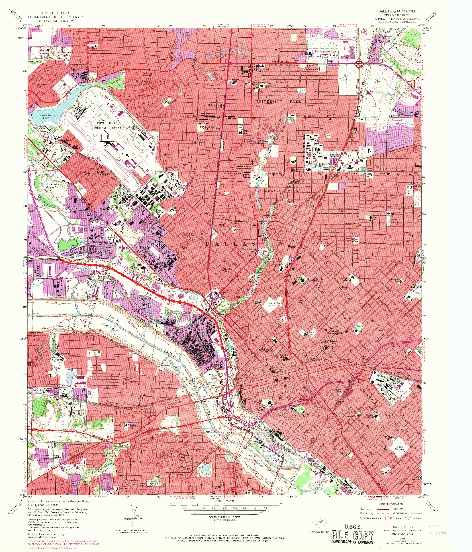 USGS 1:24000-SCALE QUADRANGLE FOR DALLAS, TX 1958