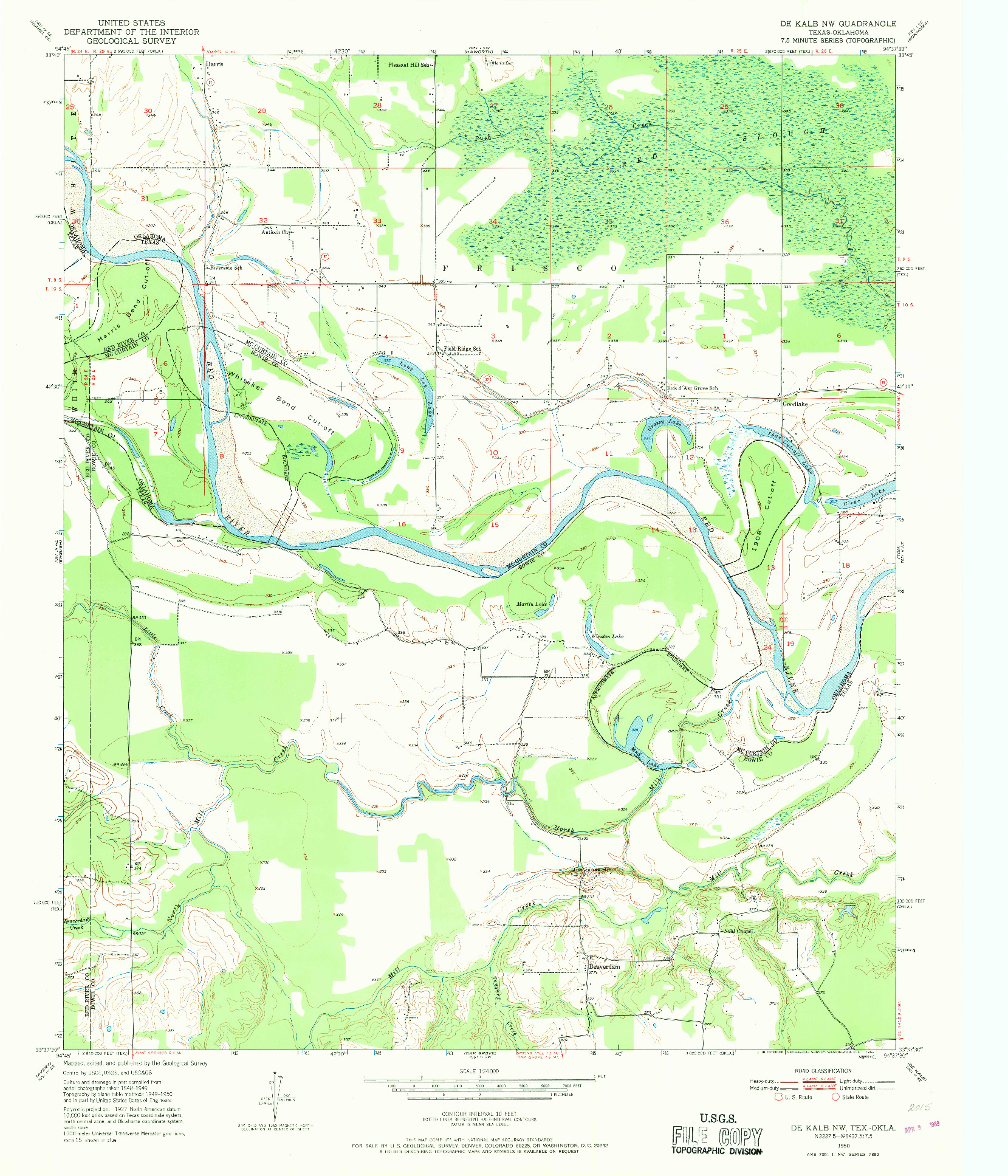 USGS 1:24000-SCALE QUADRANGLE FOR DE KALB NW, TX 1950