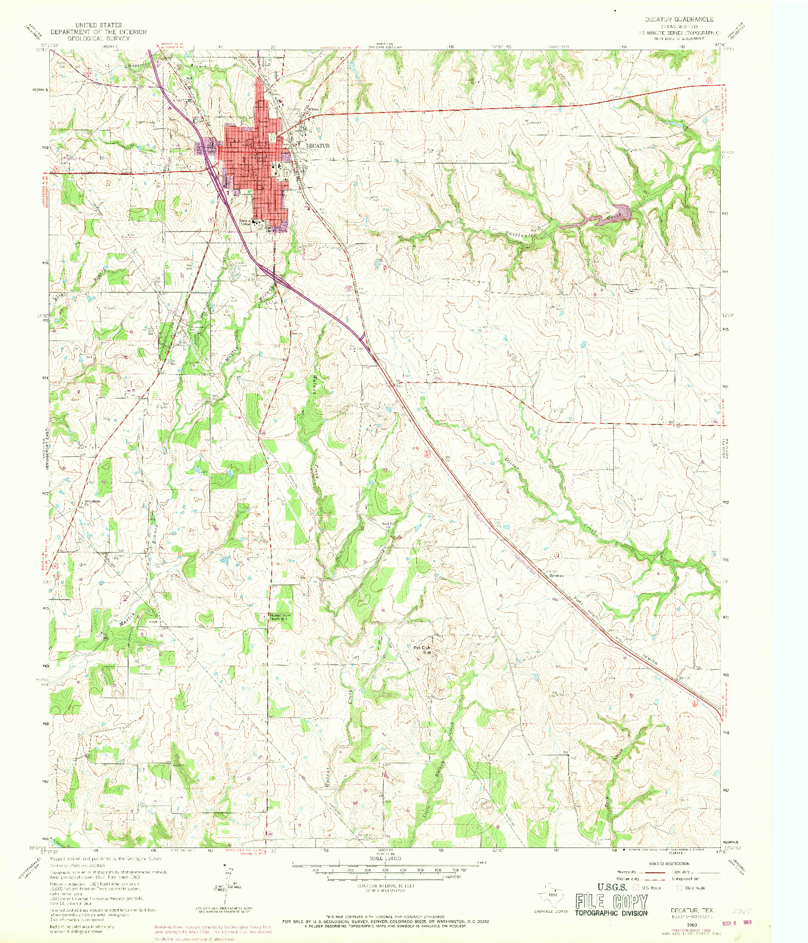 USGS 1:24000-SCALE QUADRANGLE FOR DECATUR, TX 1960