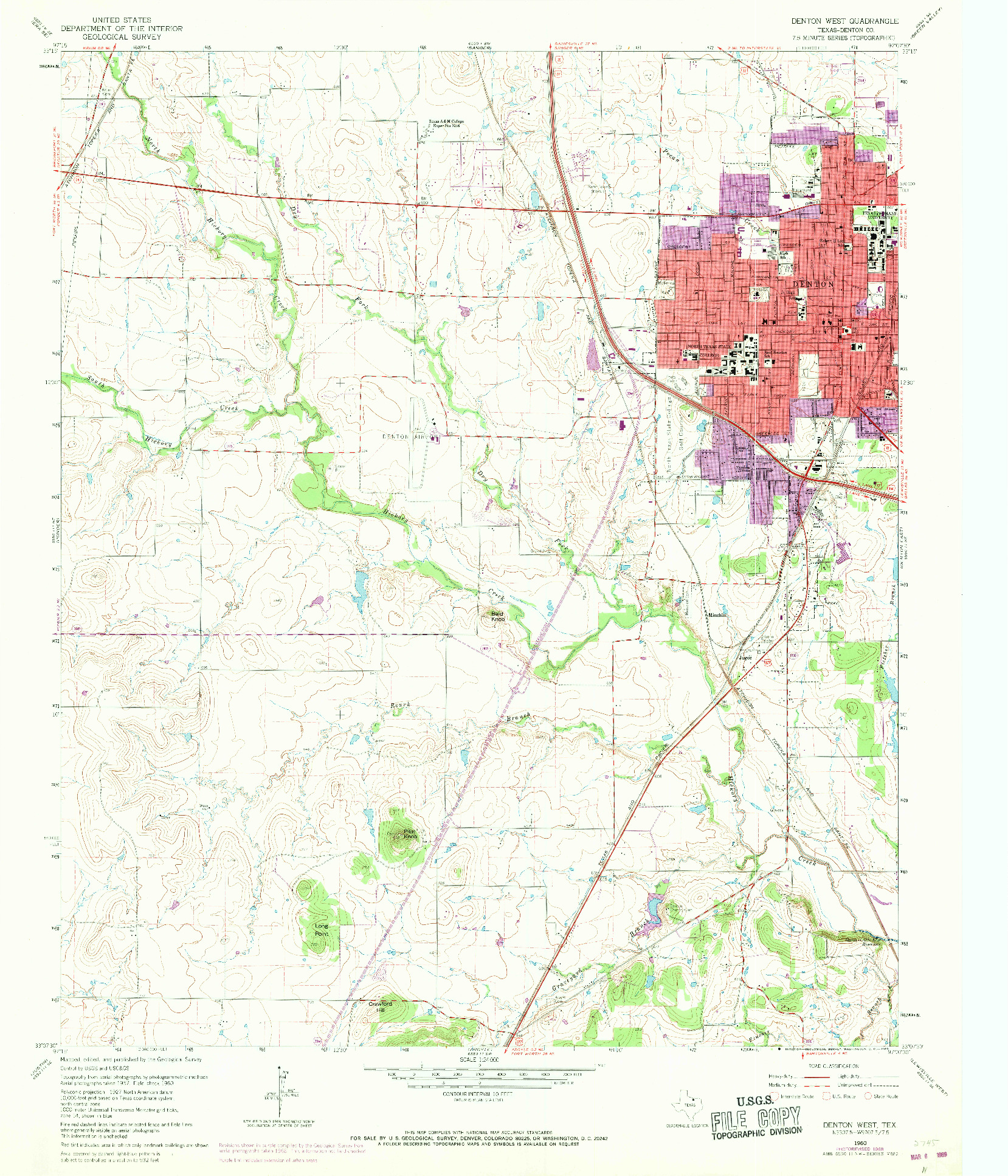 USGS 1:24000-SCALE QUADRANGLE FOR DENTON WEST, TX 1960