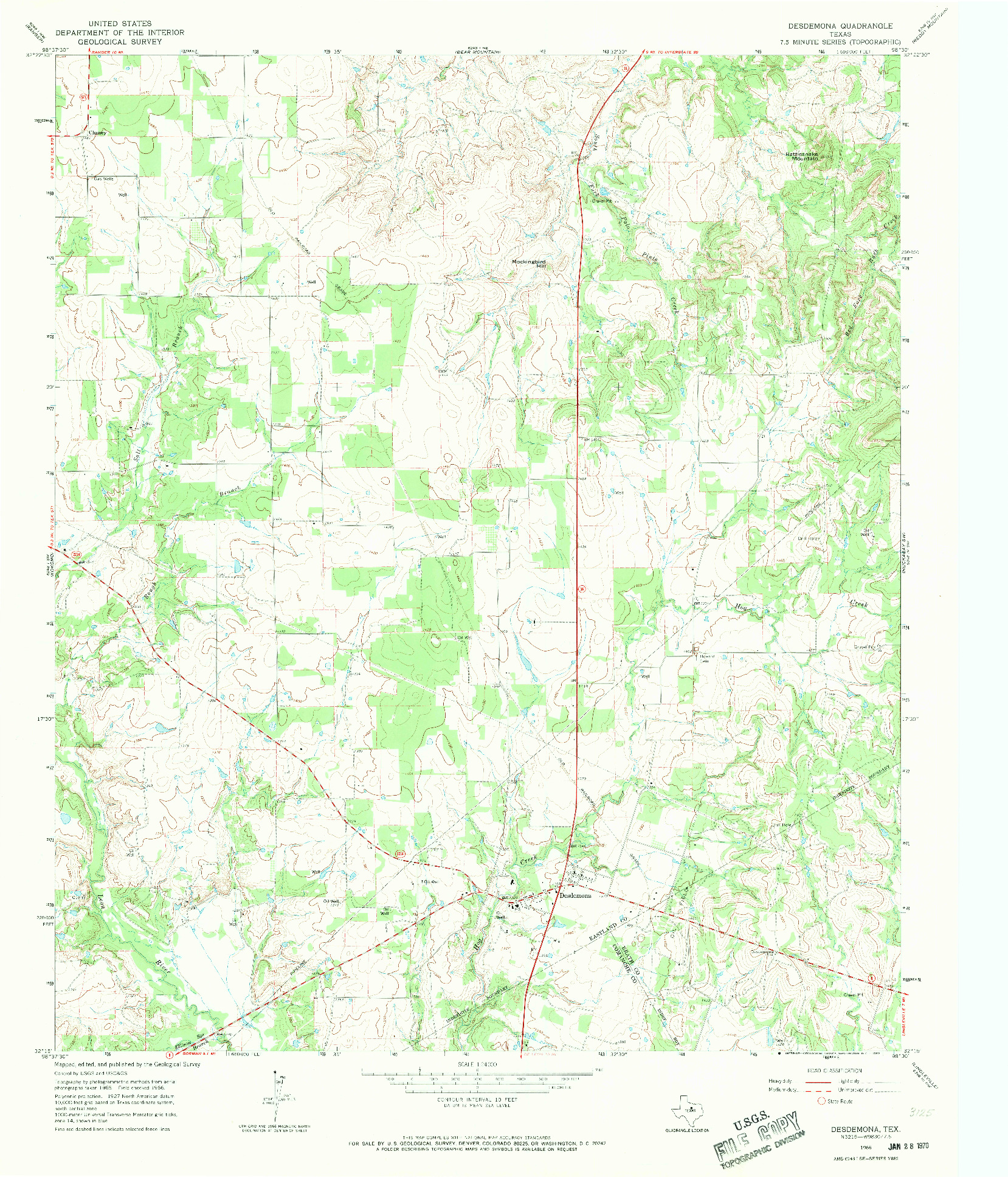 USGS 1:24000-SCALE QUADRANGLE FOR DESDEMONA, TX 1966