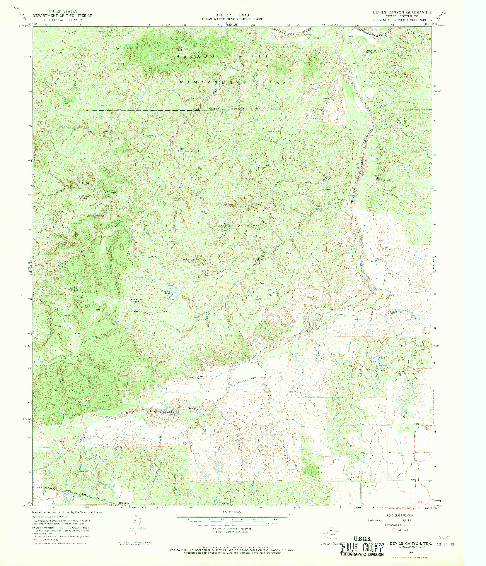 USGS 1:24000-SCALE QUADRANGLE FOR DEVILS CANYON, TX 1966