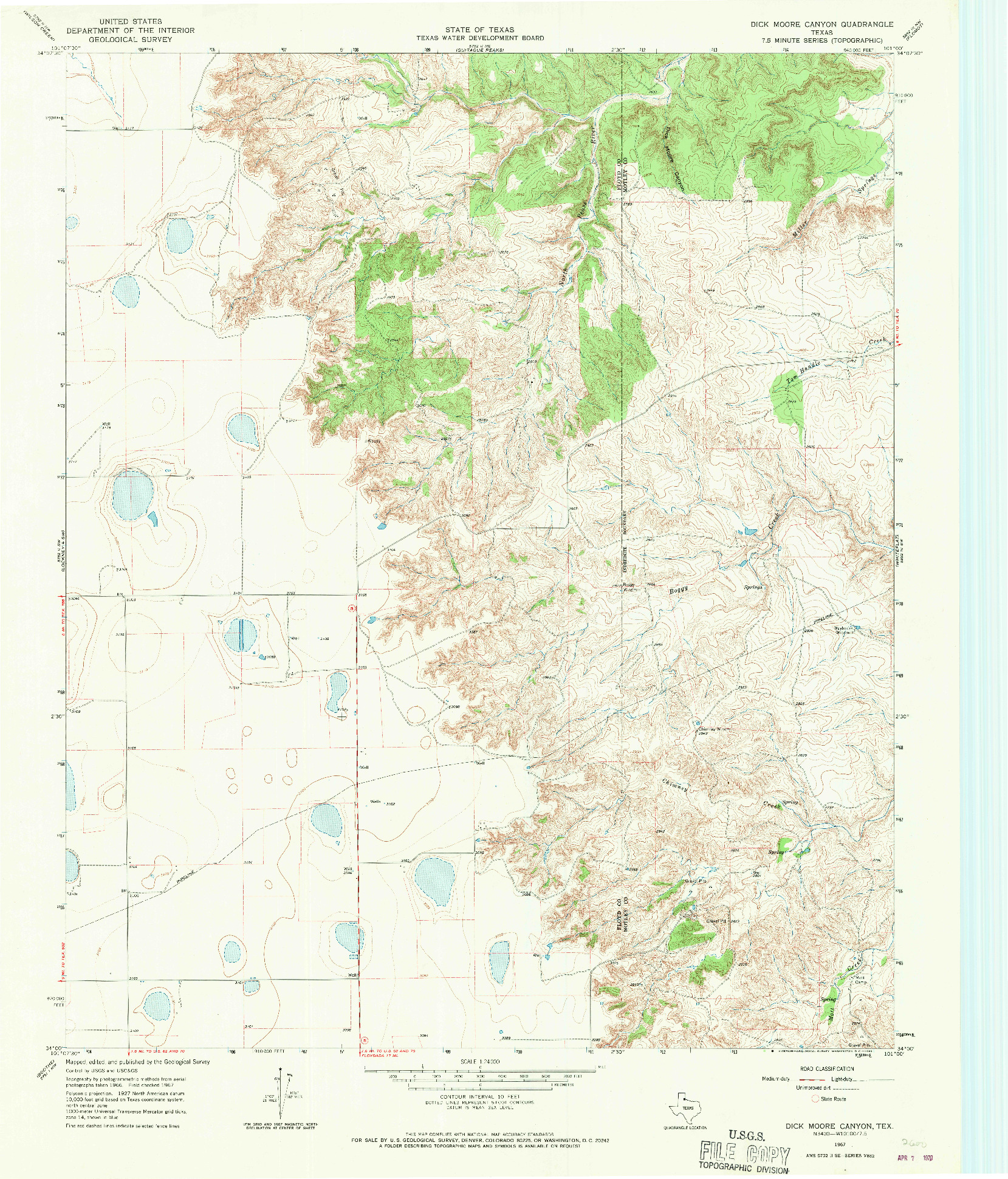 USGS 1:24000-SCALE QUADRANGLE FOR DICK MOORE CANYON, TX 1967
