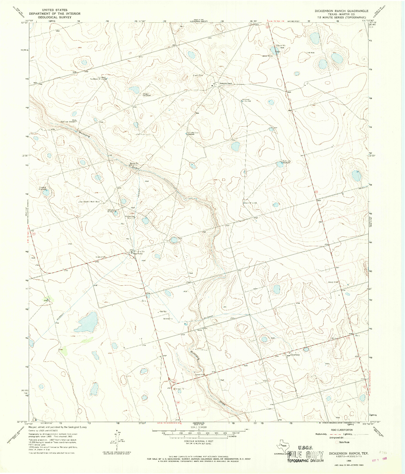 USGS 1:24000-SCALE QUADRANGLE FOR DICKENSON RANCH, TX 1966