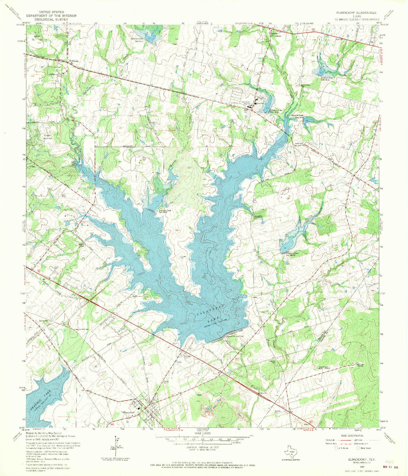 USGS 1:24000-SCALE QUADRANGLE FOR ELMENDORF, TX 1967