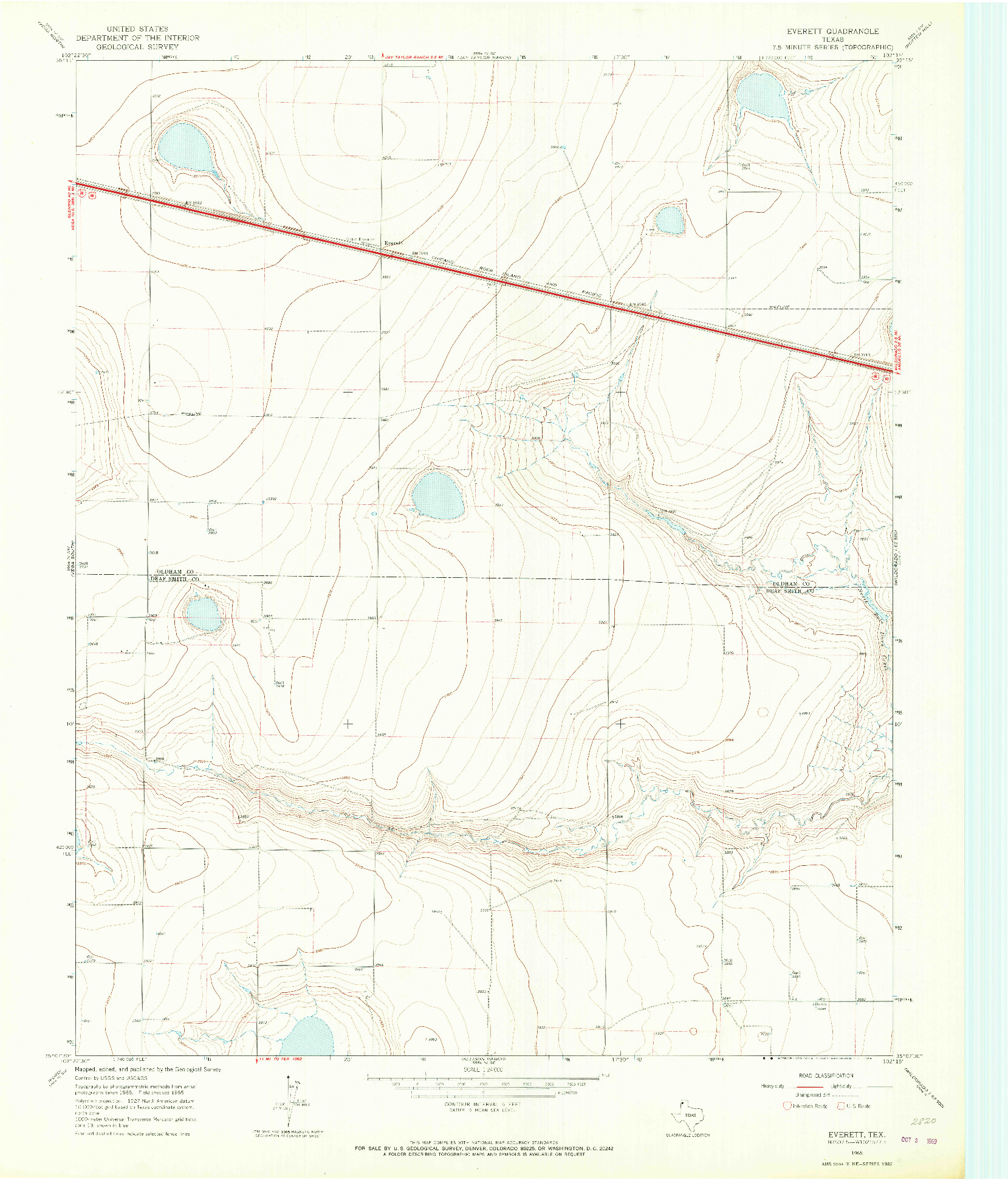 USGS 1:24000-SCALE QUADRANGLE FOR EVERETT, TX 1965