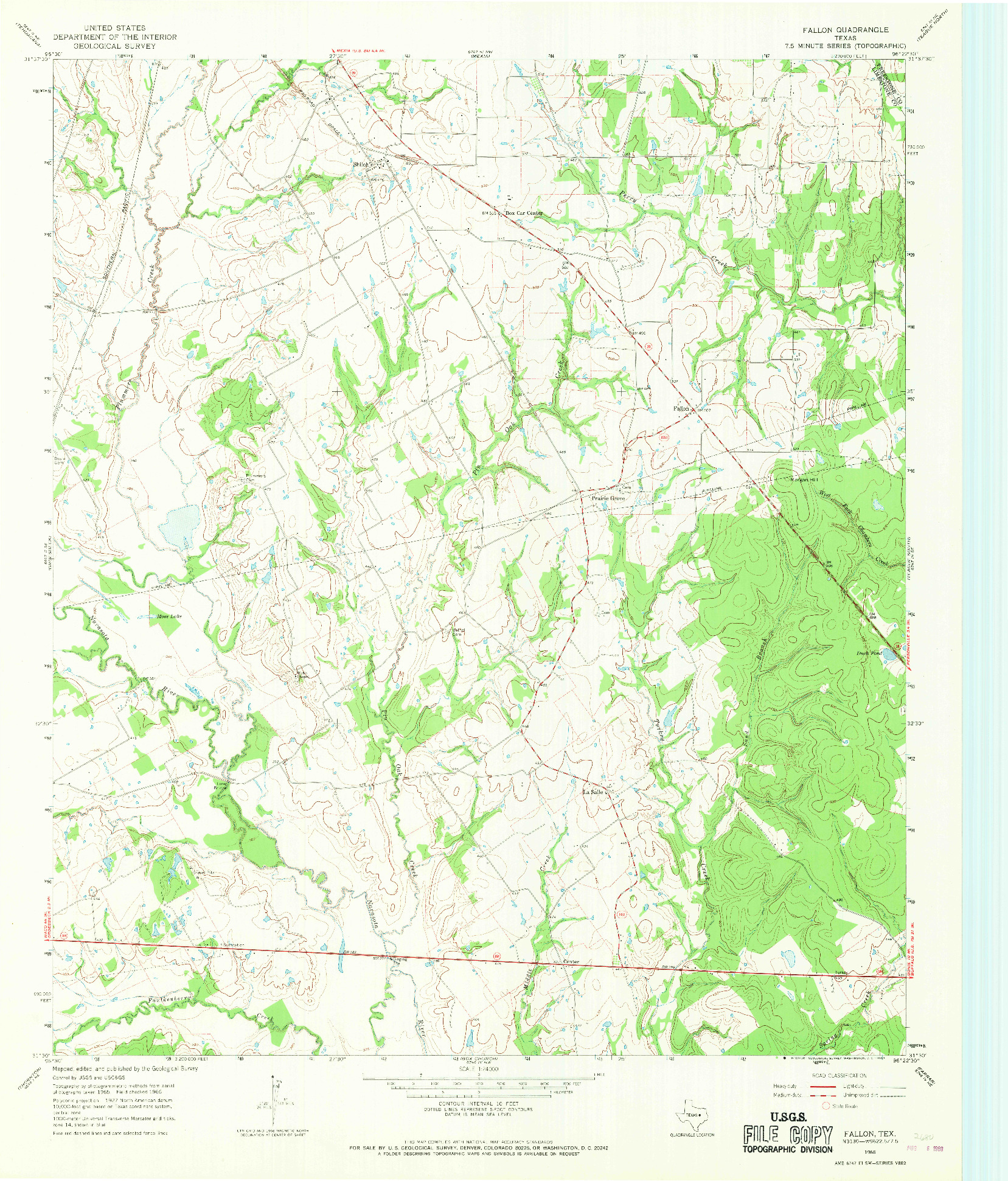 USGS 1:24000-SCALE QUADRANGLE FOR FALLON, TX 1966