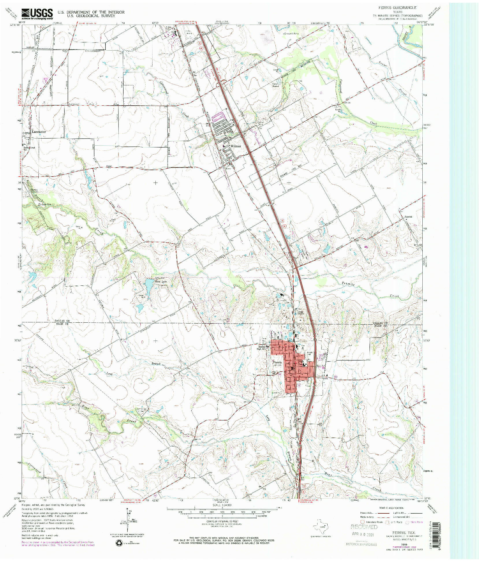 USGS 1:24000-SCALE QUADRANGLE FOR FERRIS, TX 1959