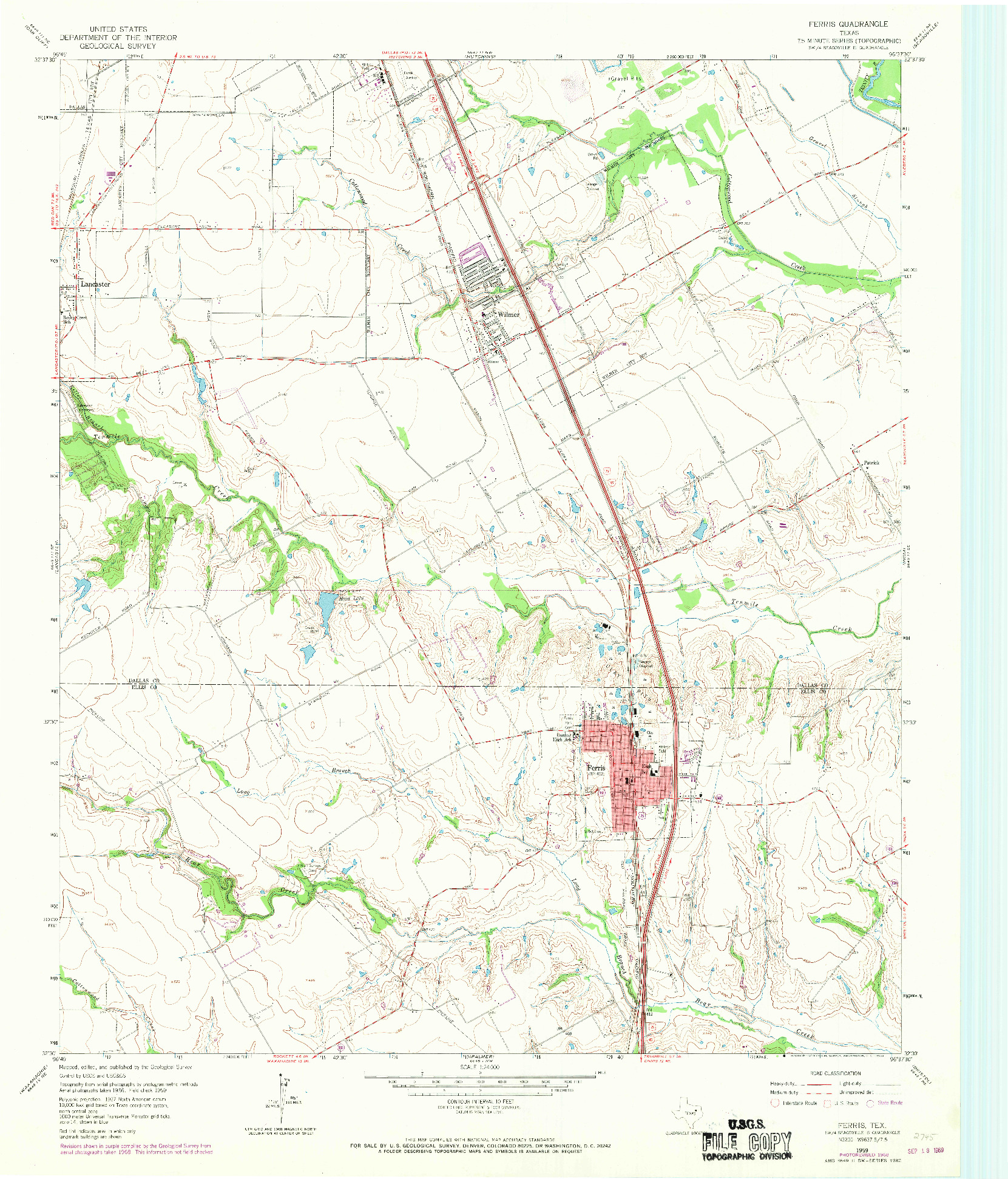 USGS 1:24000-SCALE QUADRANGLE FOR FERRIS, TX 1959