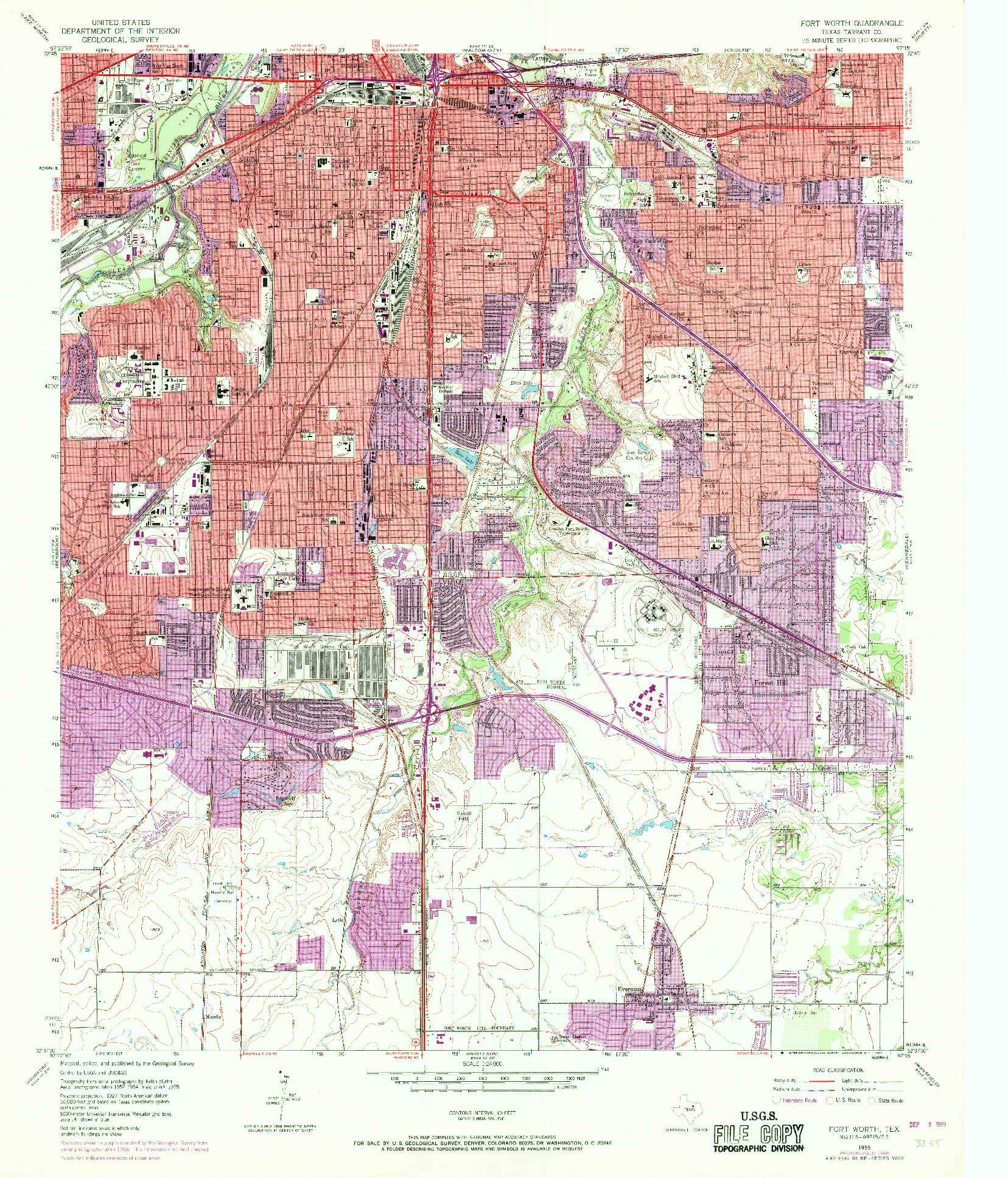 USGS 1:24000-SCALE QUADRANGLE FOR FORT WORTH, TX 1955