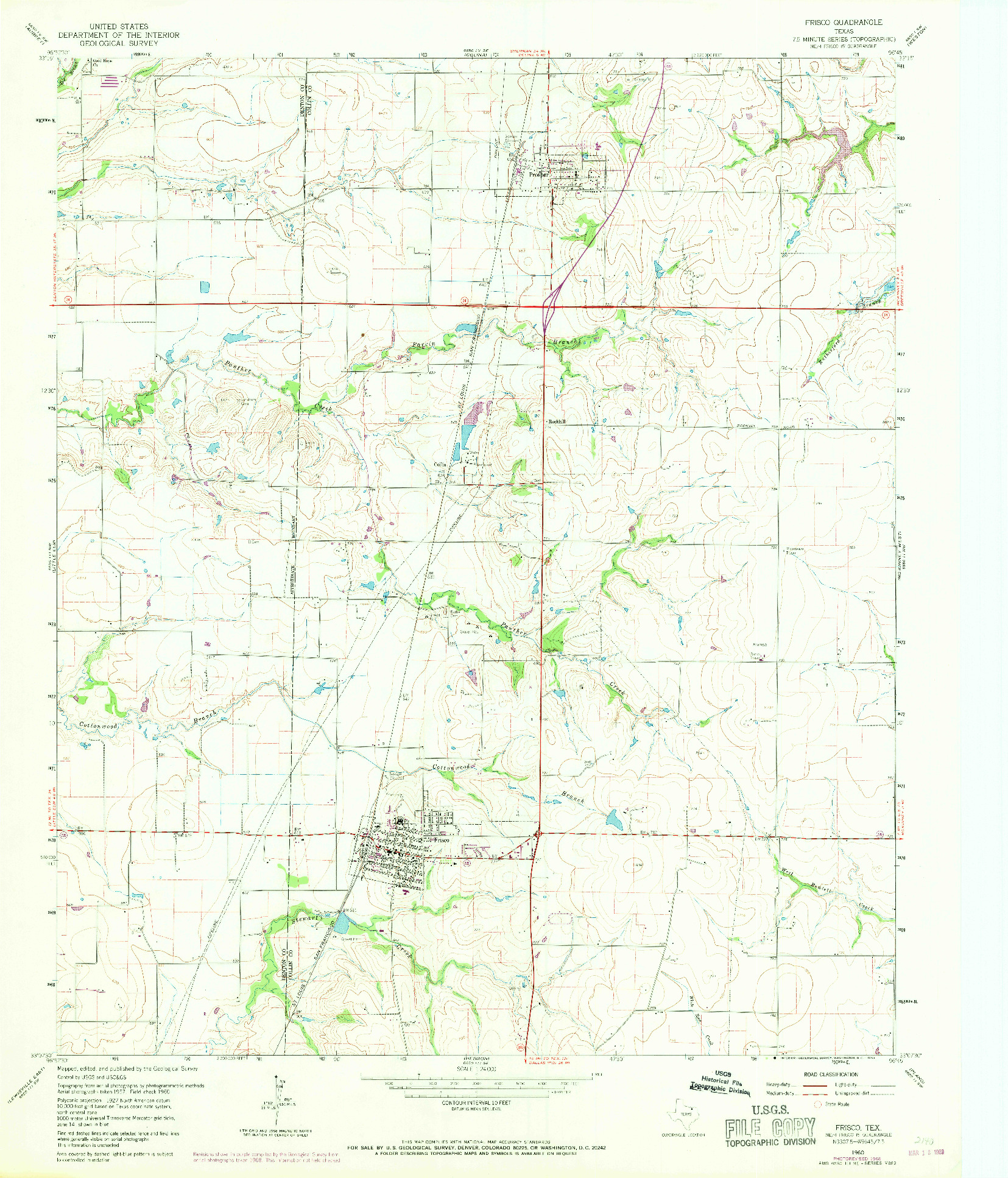 USGS 1:24000-SCALE QUADRANGLE FOR FRISCO, TX 1969