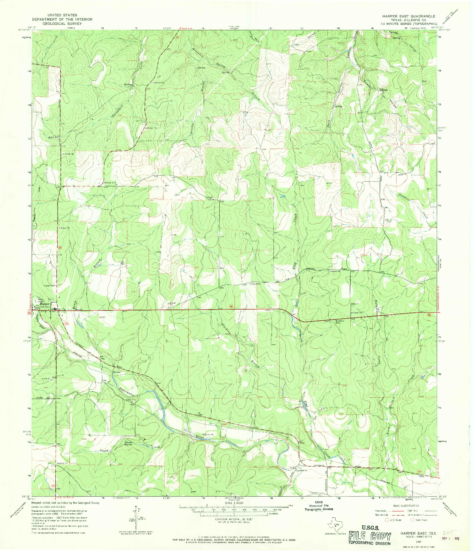 USGS 1:24000-SCALE QUADRANGLE FOR HARPER EAST, TX 1967