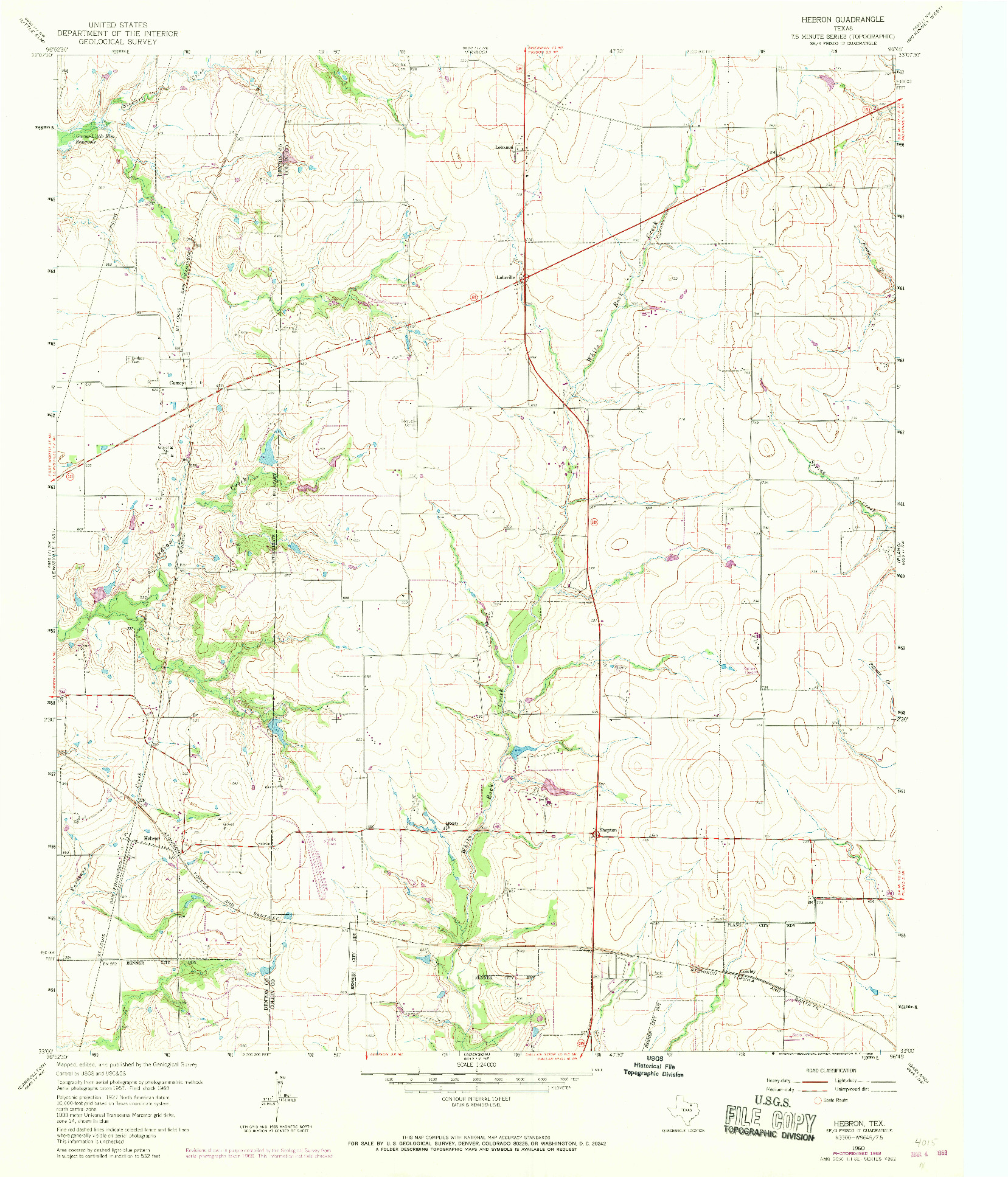 USGS 1:24000-SCALE QUADRANGLE FOR HEBRON, TX 1960