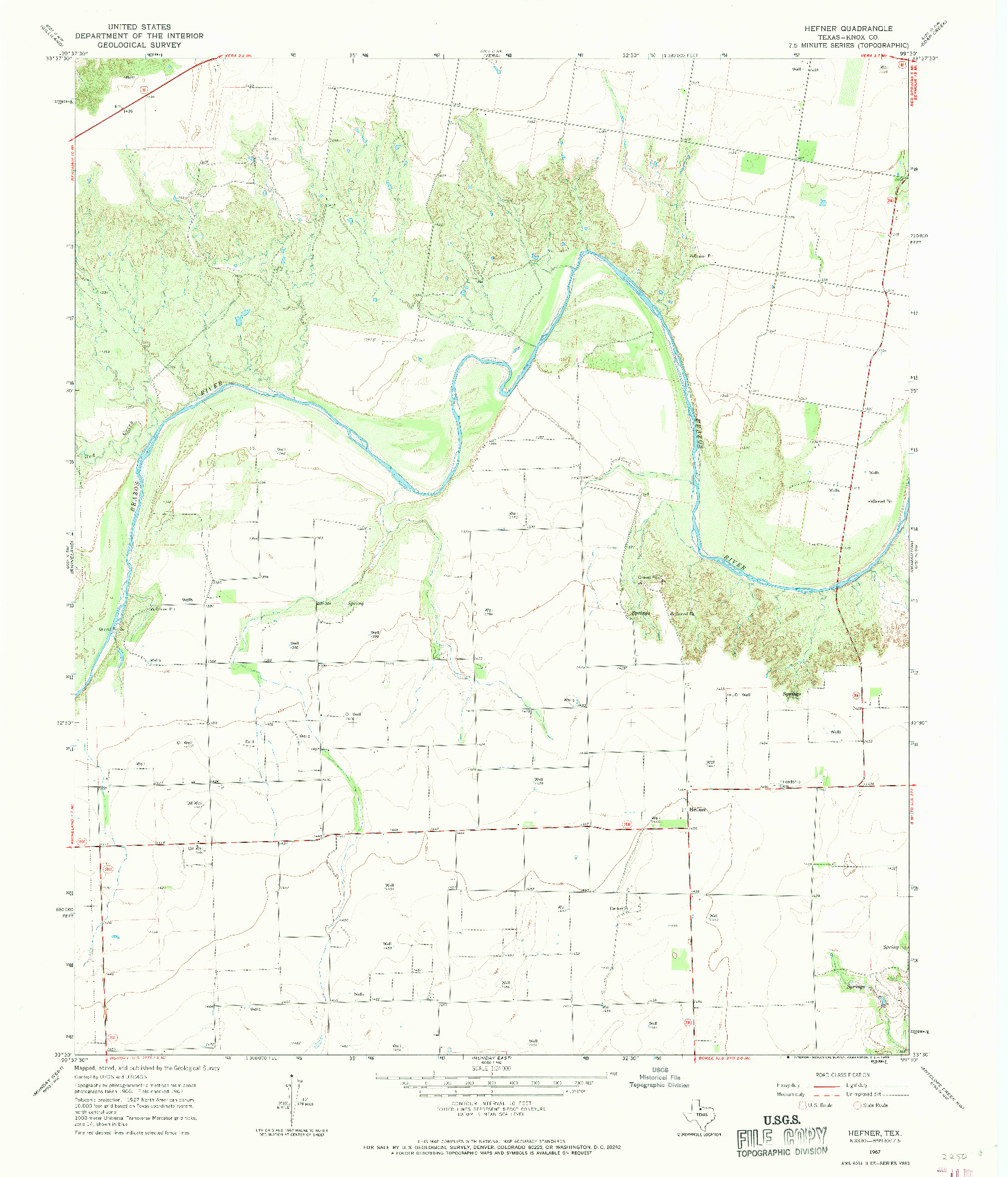 USGS 1:24000-SCALE QUADRANGLE FOR HEFNER, TX 1967