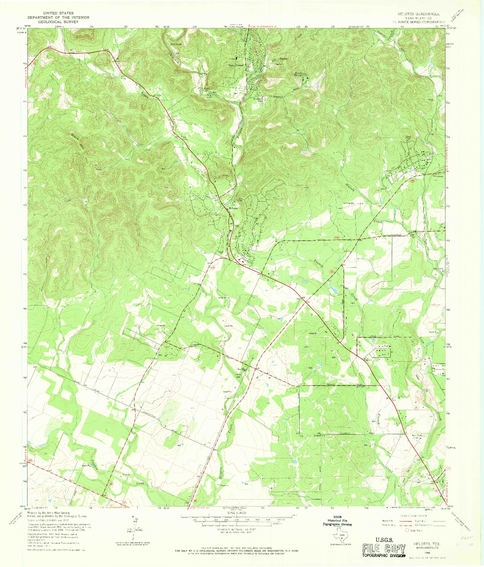USGS 1:24000-SCALE QUADRANGLE FOR HELOTES, TX 1966