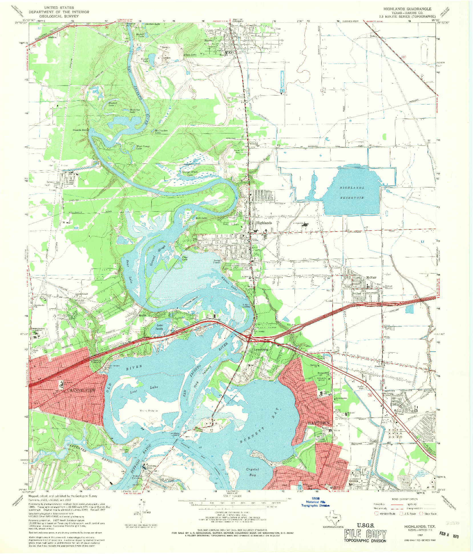 USGS 1:24000-SCALE QUADRANGLE FOR HIGHLANDS, TX 1967
