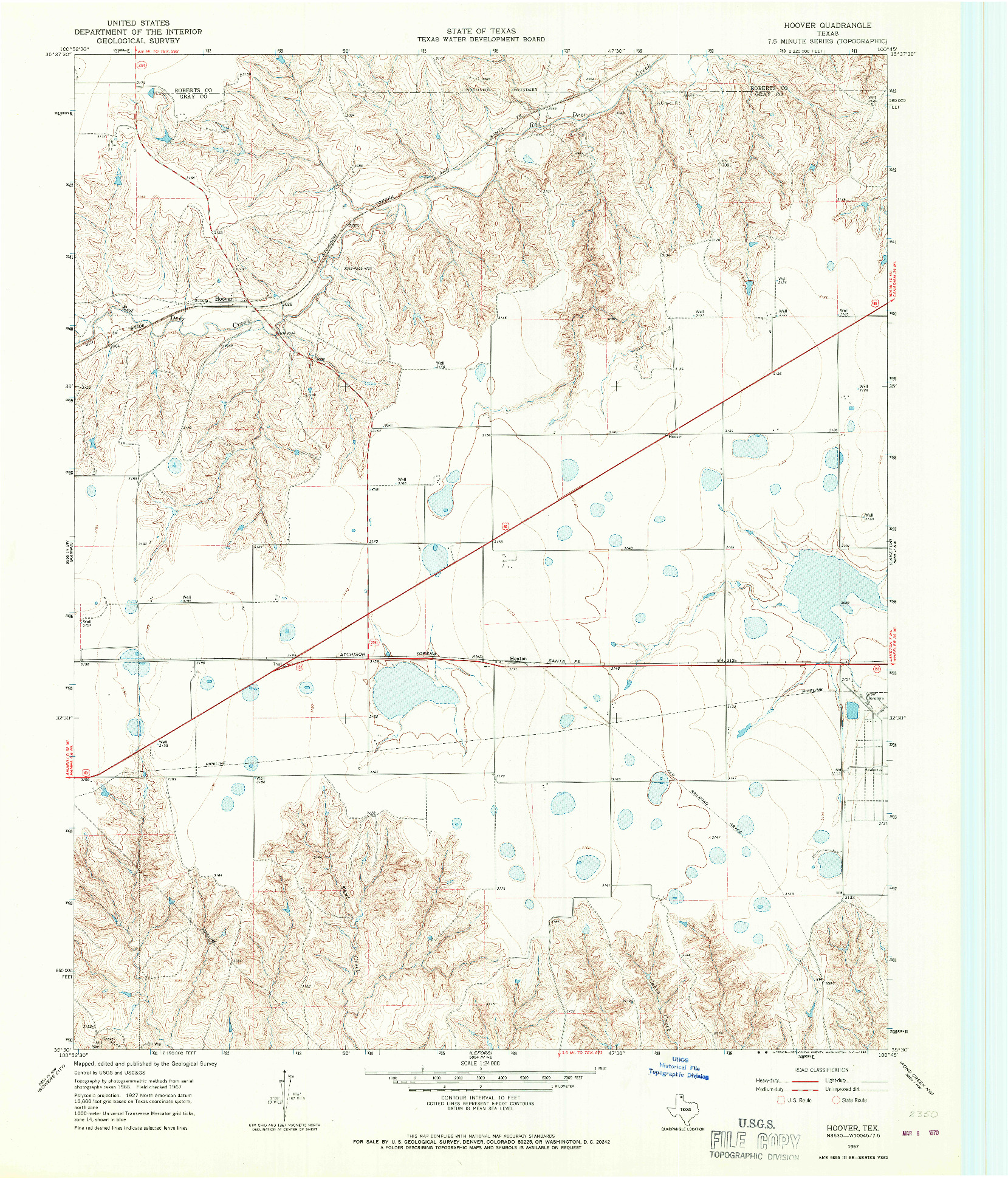 USGS 1:24000-SCALE QUADRANGLE FOR HOOVER, TX 1967