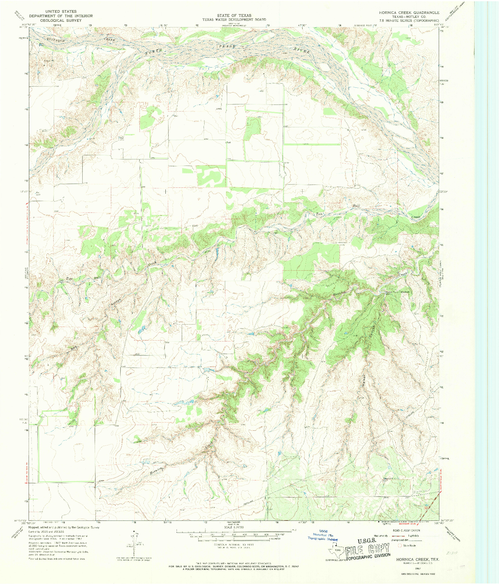 USGS 1:24000-SCALE QUADRANGLE FOR HORNICA CREEK, TX 1967