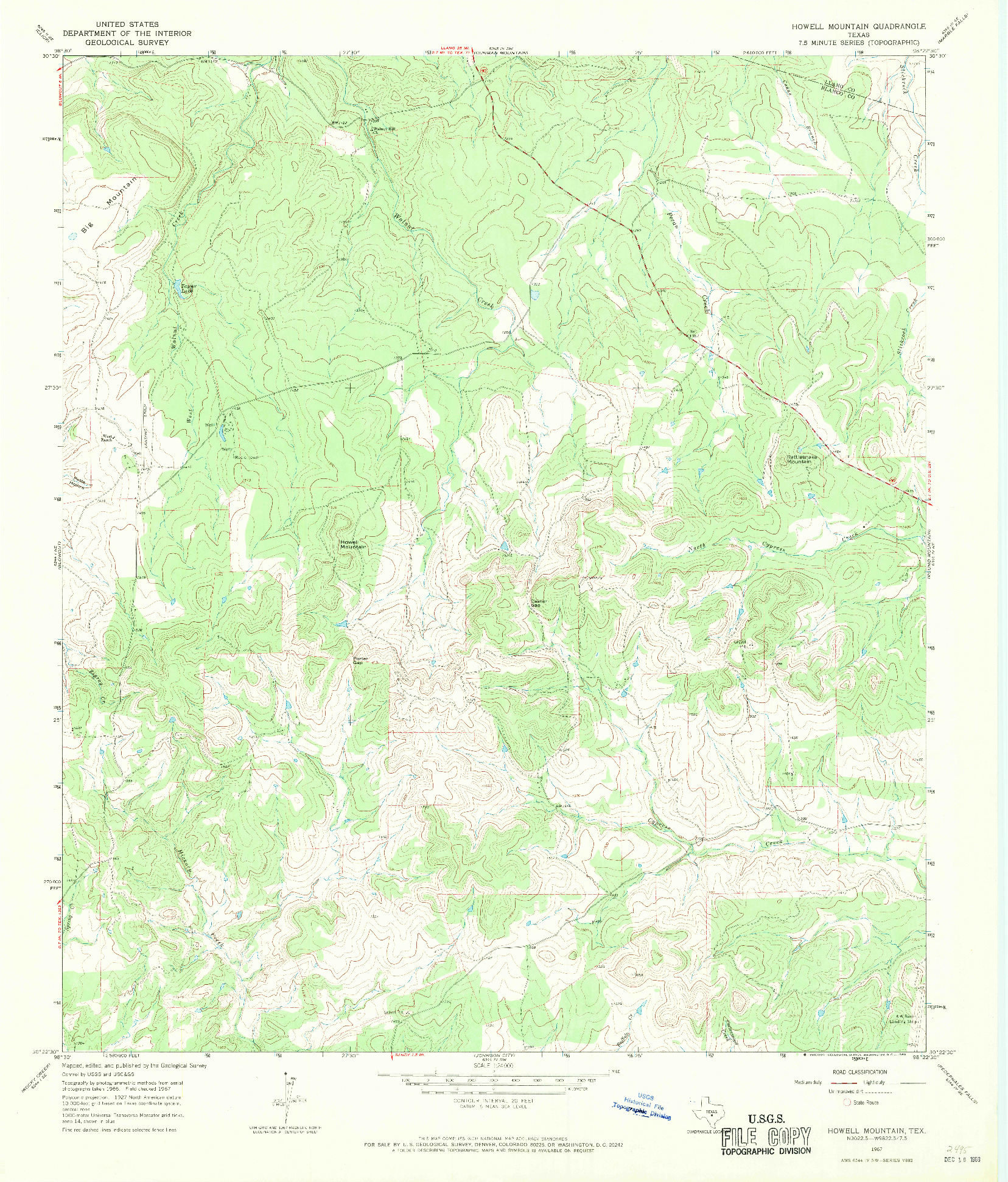 USGS 1:24000-SCALE QUADRANGLE FOR HOWELL MOUNTAIN, TX 1967