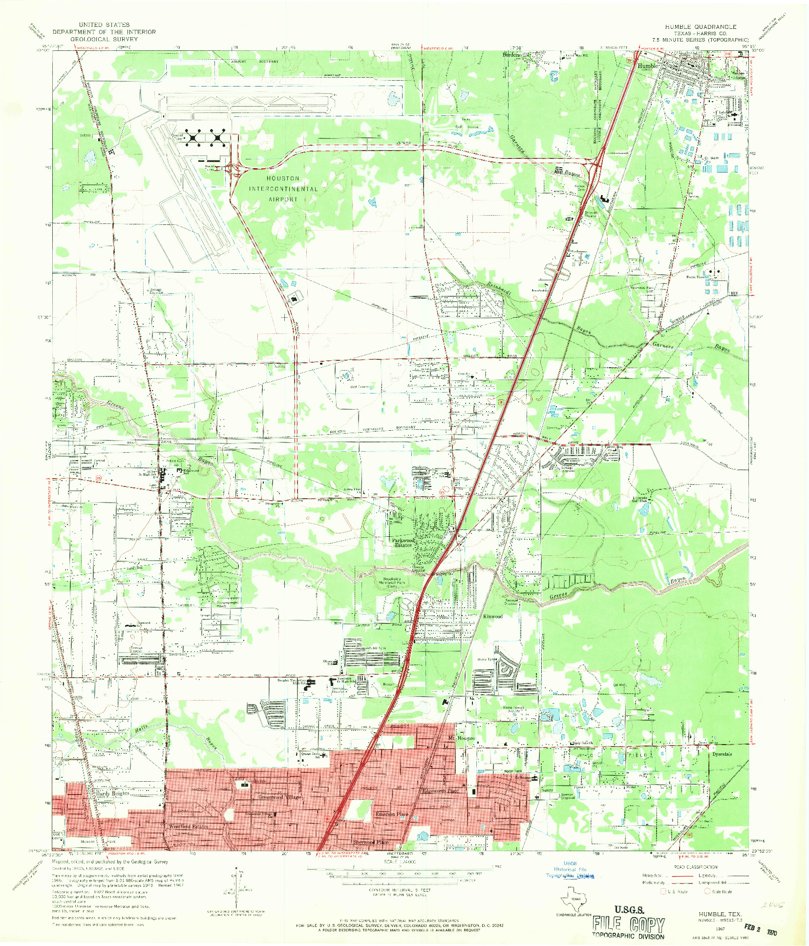 USGS 1:24000-SCALE QUADRANGLE FOR HUMBLE, TX 1967