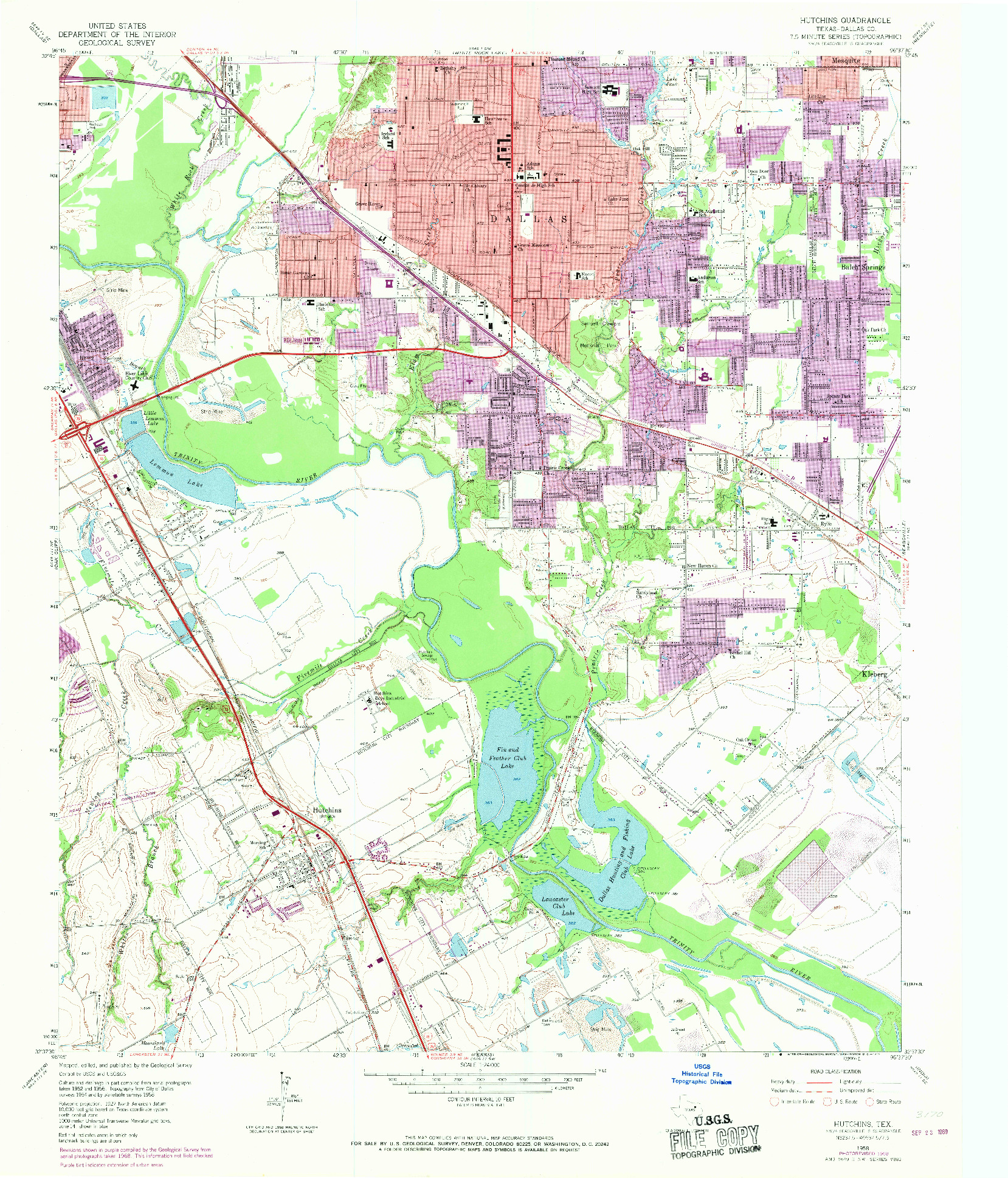 USGS 1:24000-SCALE QUADRANGLE FOR HUTCHINS, TX 1958