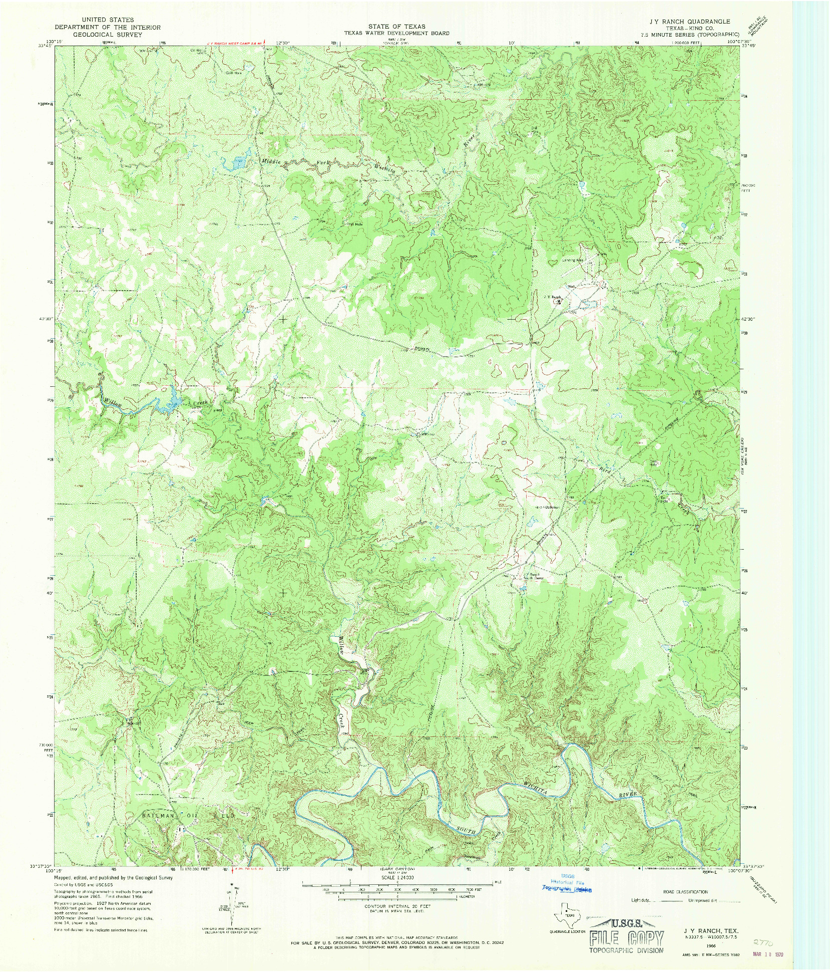 USGS 1:24000-SCALE QUADRANGLE FOR J Y RANCH, TX 1966