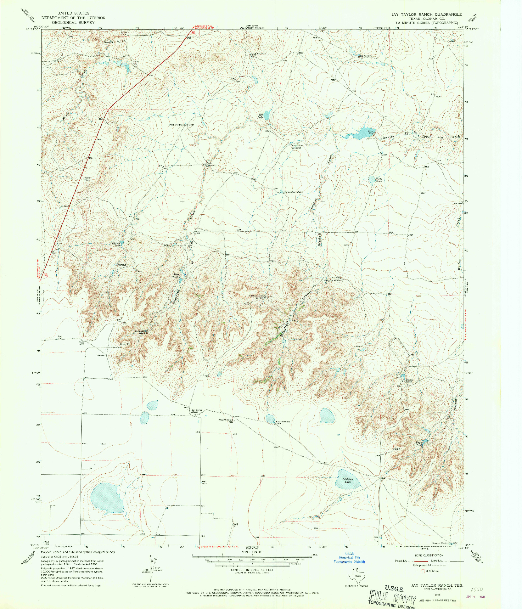 USGS 1:24000-SCALE QUADRANGLE FOR JAY TAYLOR RANCH, TX 1966