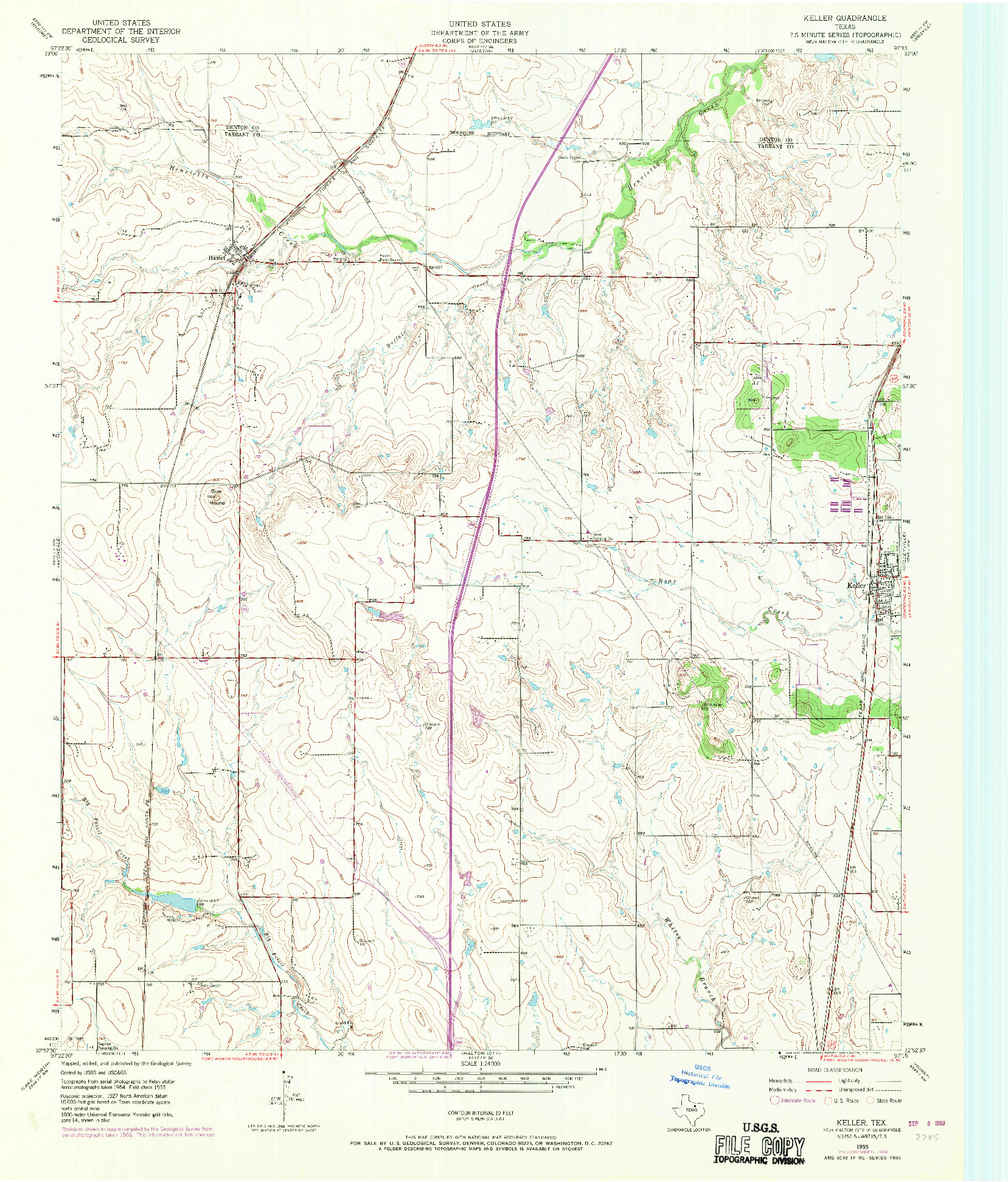 USGS 1:24000-SCALE QUADRANGLE FOR KELLER, TX 1955