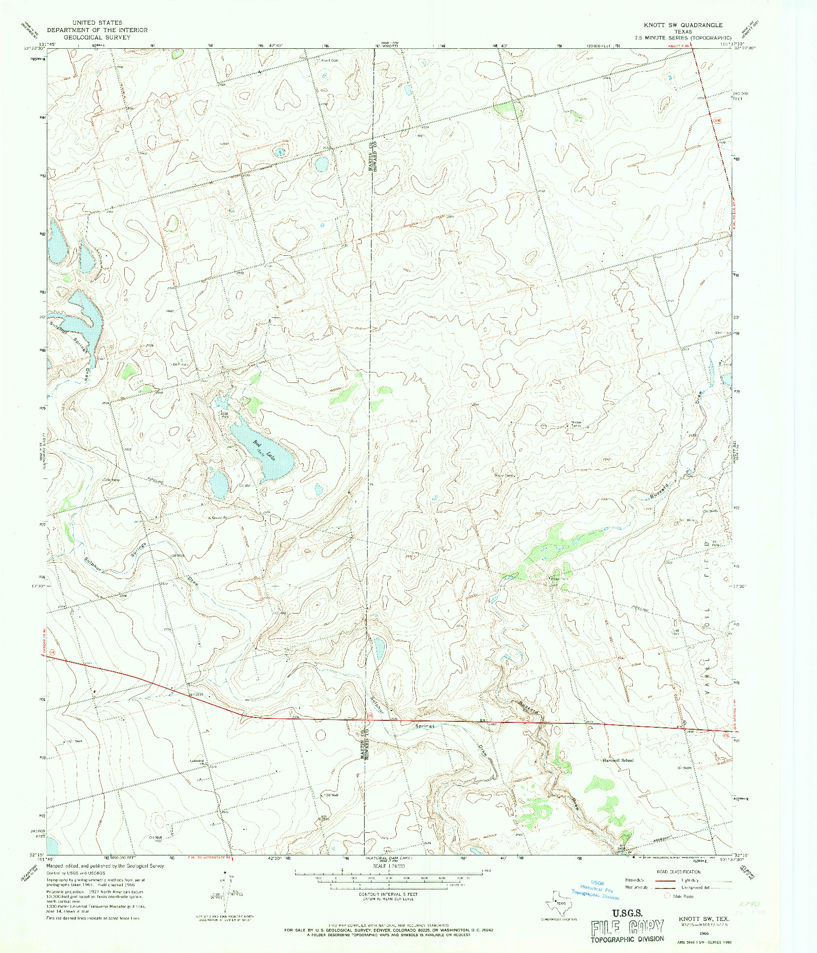USGS 1:24000-SCALE QUADRANGLE FOR KNOTT SW, TX 1966
