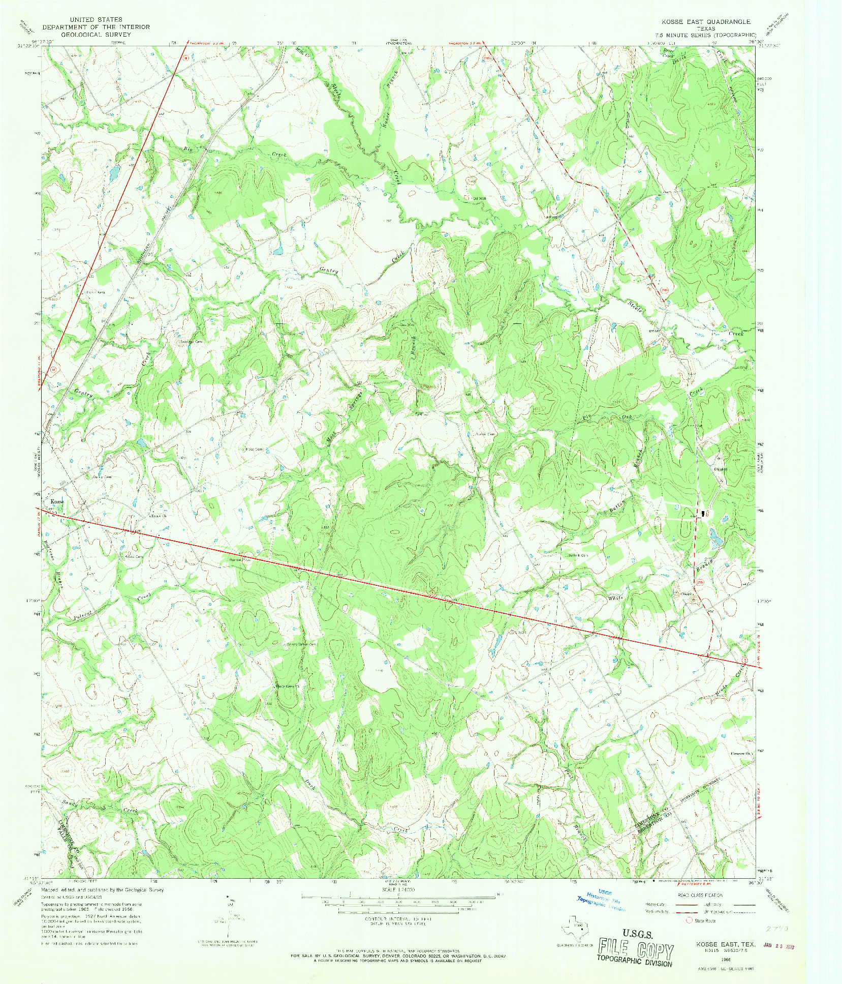 USGS 1:24000-SCALE QUADRANGLE FOR KOSSE EAST, TX 1966