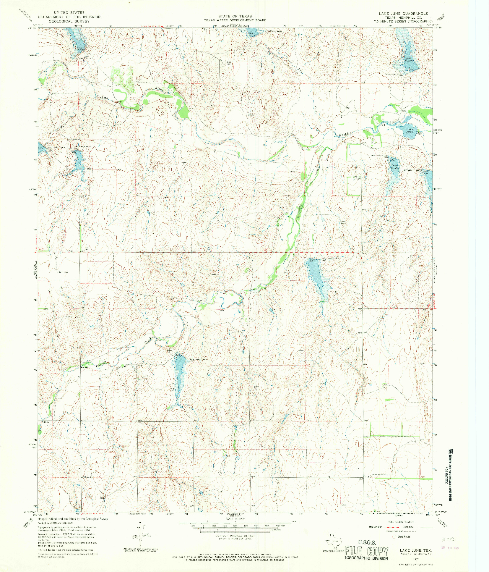 USGS 1:24000-SCALE QUADRANGLE FOR LAKE JUNE, TX 1967