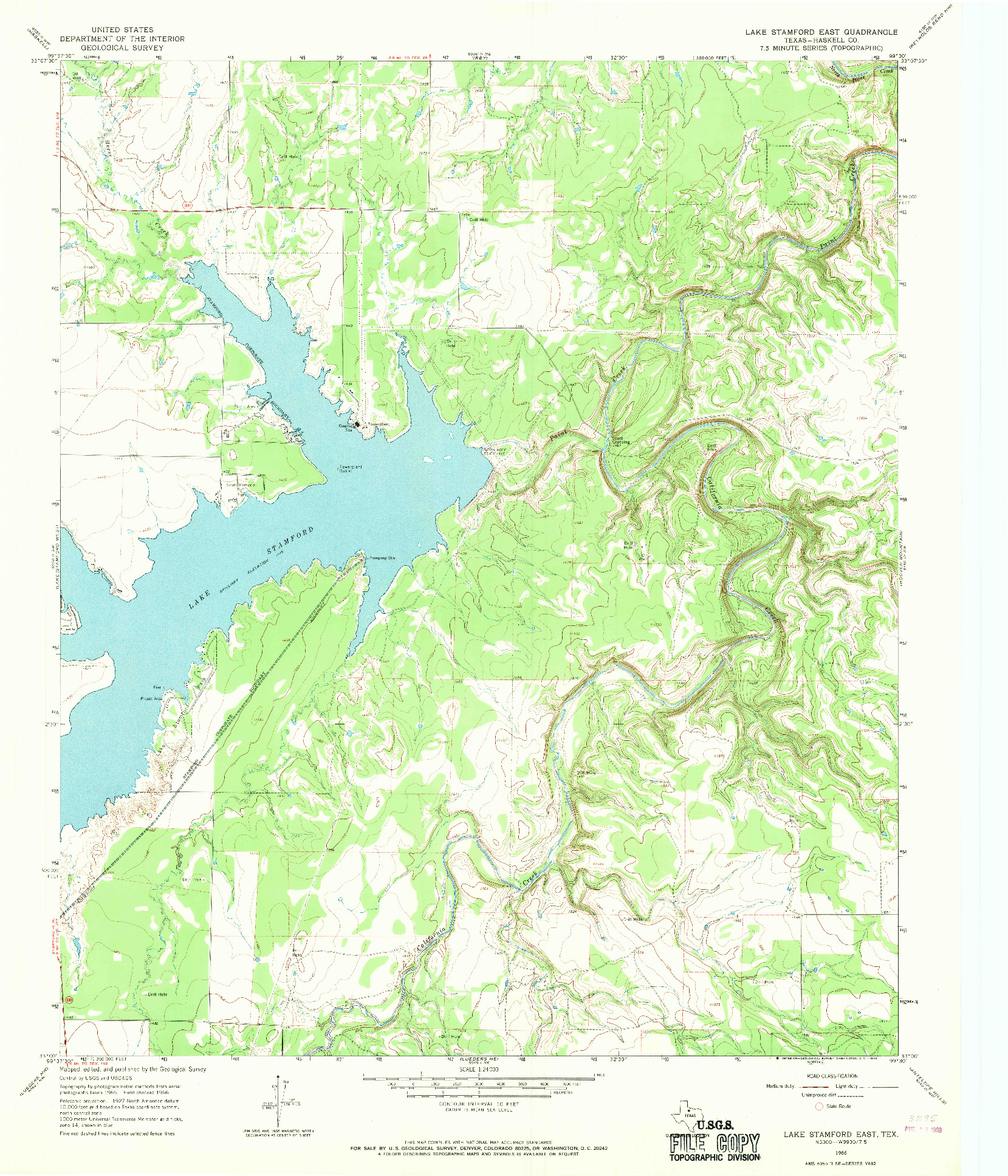 USGS 1:24000-SCALE QUADRANGLE FOR LAKE STAMFORD EAST, TX 1966